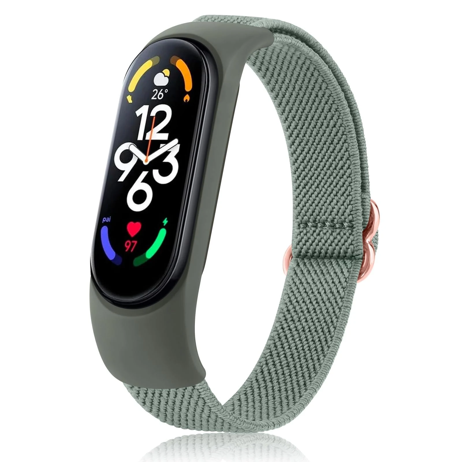DL3 Mobilak Nylon Loop Stretchy Strap for Xiaomi Mi Band 7/Mi Band 6/Mi Band 5/Mi Band 4/Mi Band 3, Adjustable Elastic Sport Band for Mi Band 7 6 5 4 3, Strap Smart Watch Accessories - Green