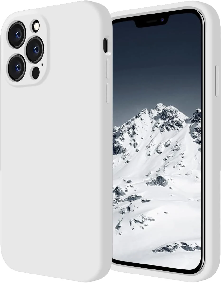 DL3 Mobilak Liquid Silicone Protective Case for iPhone 13 Pro (6.1 Inch) with Camera Protection and Microfiber Lining - White