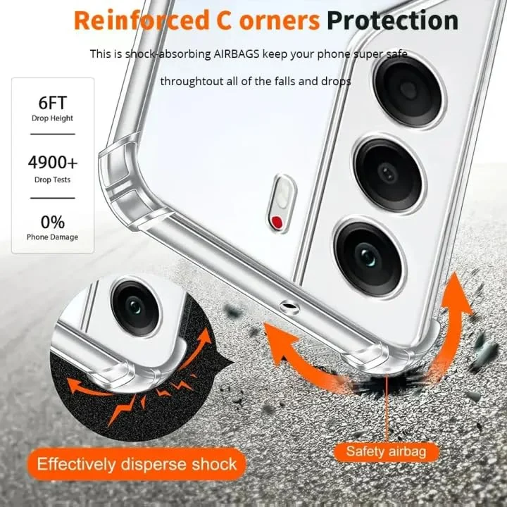 DL3 Mobilak Case Compatible with Tecno Camon 40 4G, Cover SiliconeTransparent TPU Gorilla Anti-shock Protector Camera Shockproof Corners - Clear