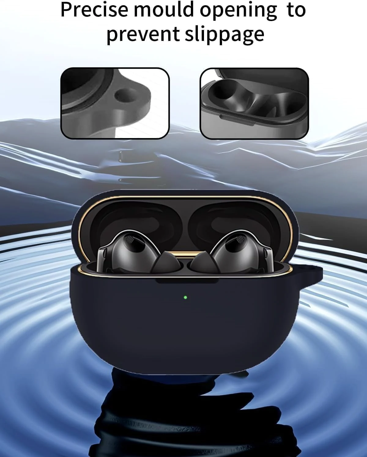DL3 Mobilak Compatible with Huawei FreeBuds Pro 3 Case Cover, Soft Silicone Shockproof Protective Case Wireless Earbuds with Carabiner, Front LED Visible - Black