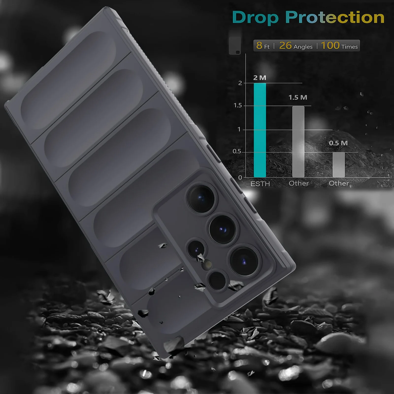 DL3 Mobilak Silicone Case for Samsung Galaxy S23 Ultra Heavy Duty Protective [Slim Fit] Shockproof Soft Flexible Protective Design Shock-Absorption TPU Cover With Camera Protection - Dark Gray