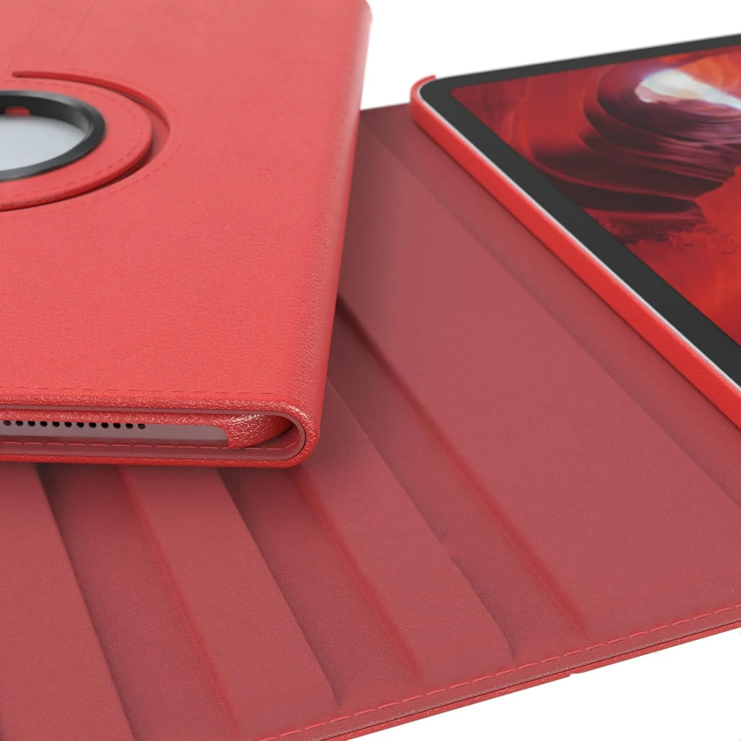DL3 Mobilak Protective Cover for iPad (A16) 11th/10th Generation (2025/2022), 360° Rotatable Smart Stand, Leather Folio Flip Cover with Multi-Angle Viewing, Auto Wake Sleep - Red