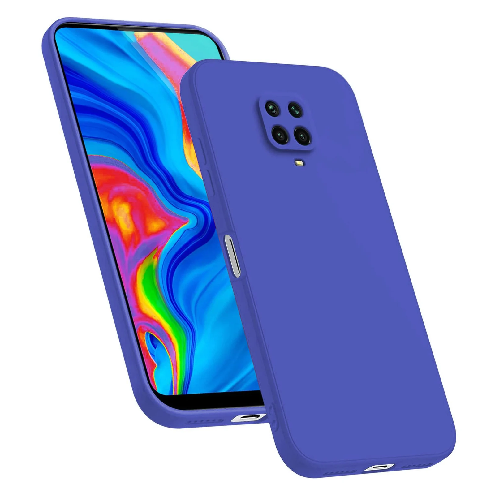 DL3 Mobilak Silicone Protective Case for Xiaomi Redmi Note 9S / 9 Pro / 9 Pro Max, Shock-absorbing protection, Scratch-resistant surface, Soft microfiber lining - Light Blue