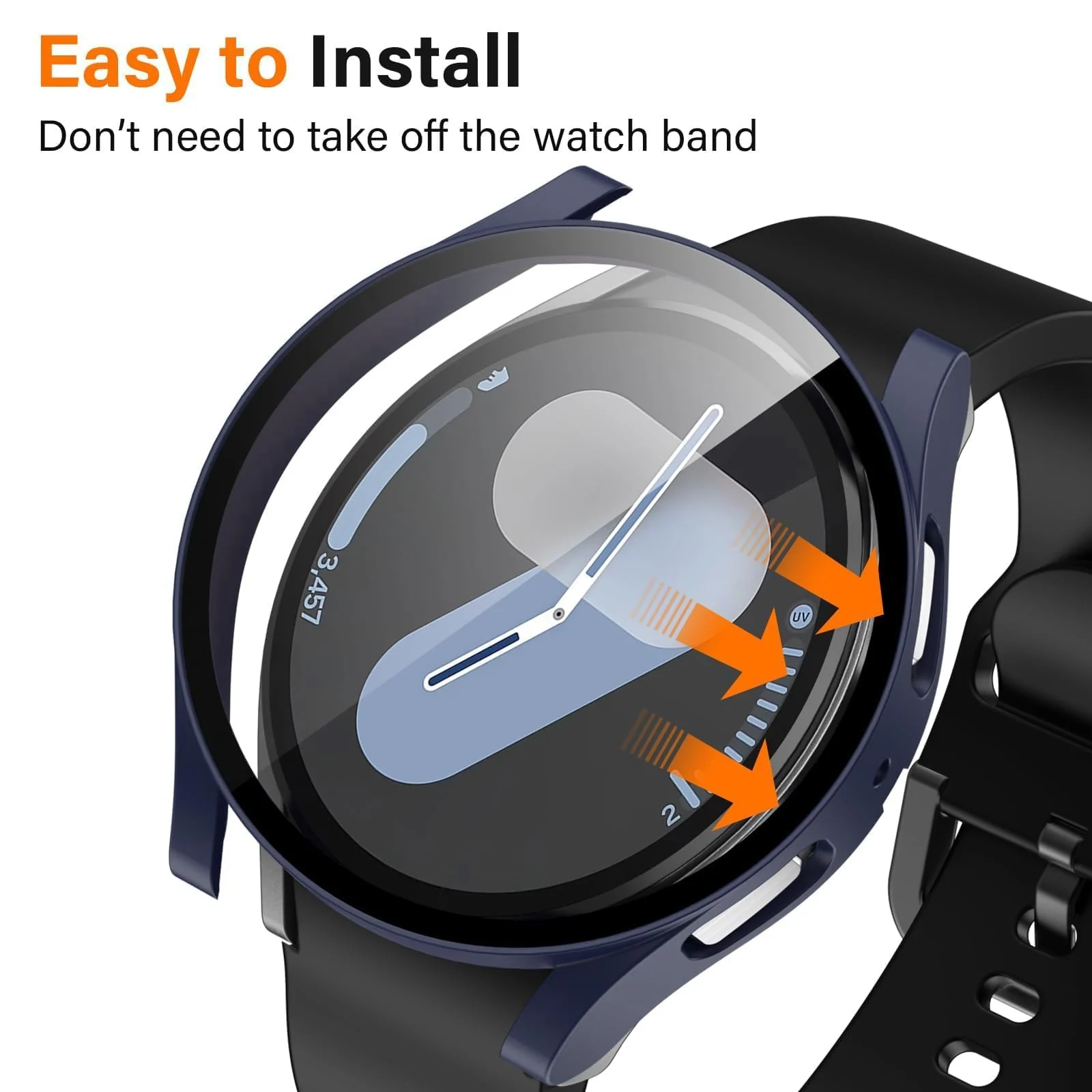 DL3 MOBILAK Full-Coverage Watch Case with Tempered Glass for Samsung Galaxy Watch 6 44 mm, Blue