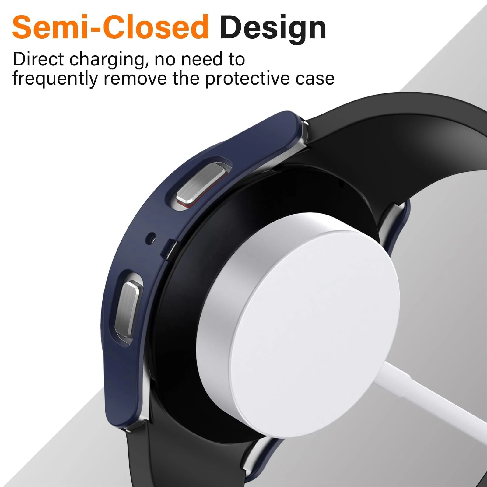DL3 MOBILAK Full-Coverage Watch Case with Tempered Glass for Samsung Galaxy Watch 7 40 mm, Blue