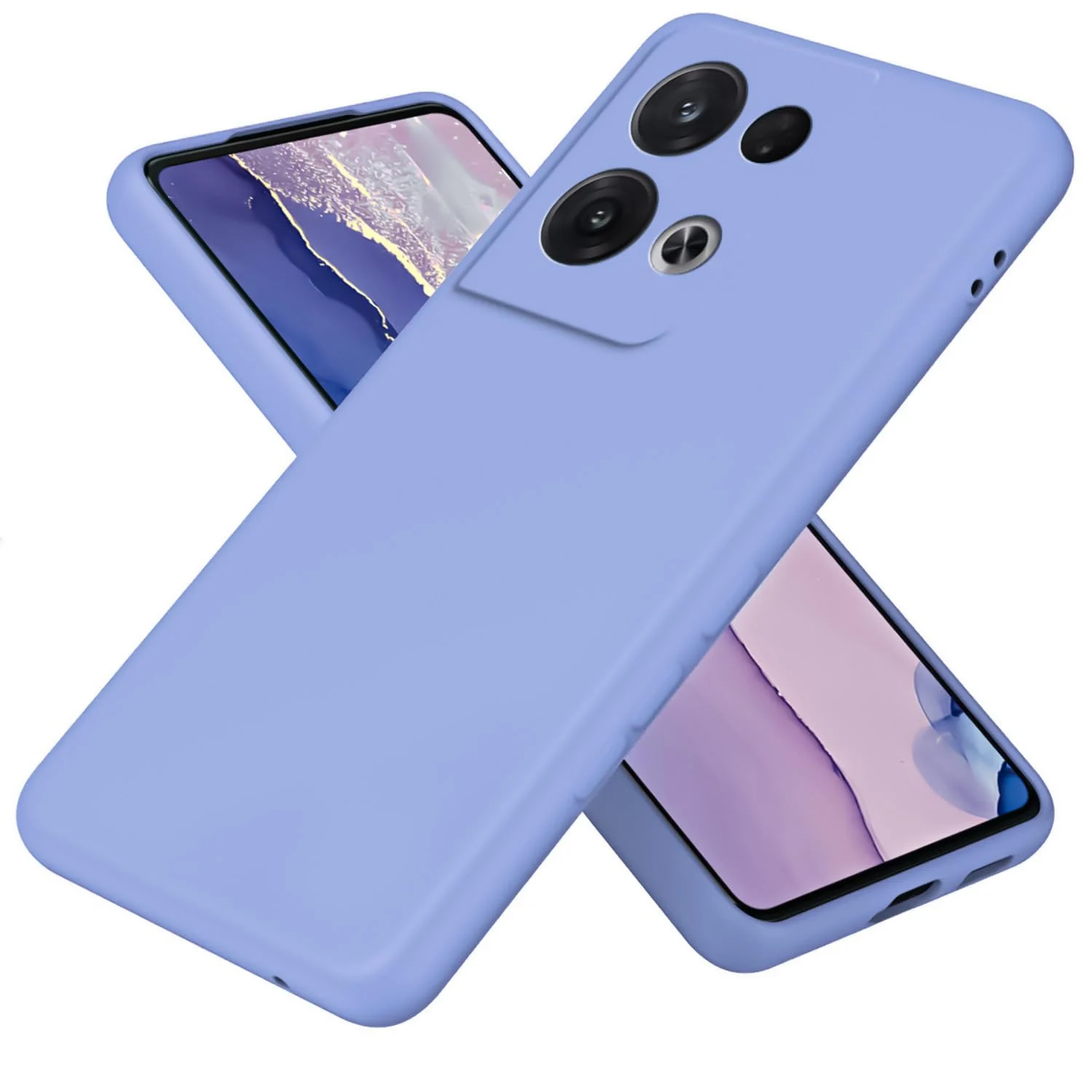 DL3 Mobilak Liquid Silicone Protective Case with Soft Microfiber Lining with Full Camera Protection for OPPO Reno 8 Pro 5G / Reno8 Pro+ Plus 5G - Baby Blue