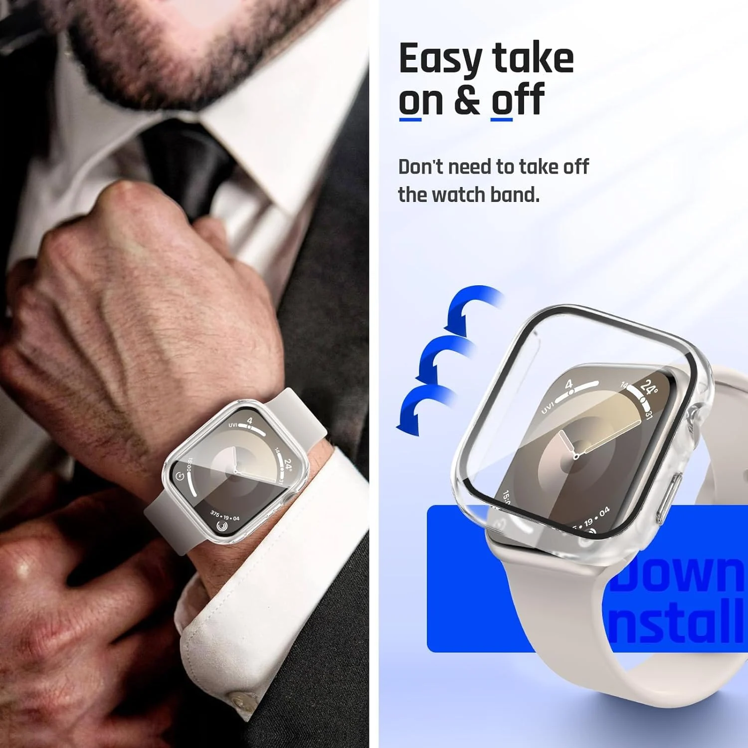 DL3 Mobilak Hard Case Designed for Apple Watch 42mm Series 3/2/1, Built-in 9H [HD Clear] Tempered Glass Screen Protector, [Full Protection] Slim Cover for iWatch 42mm Series 3/2/1 - Silver