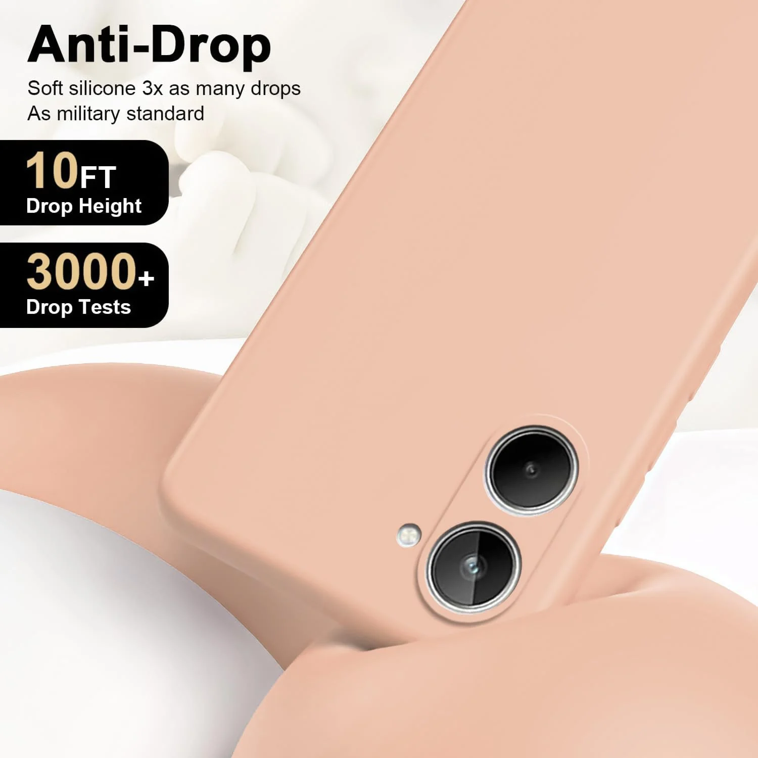 DL3 Mobilak Liquid Silicone Protective Case for realme 10 4G with Microfiber Lining and Shockproof Design - Light Orange