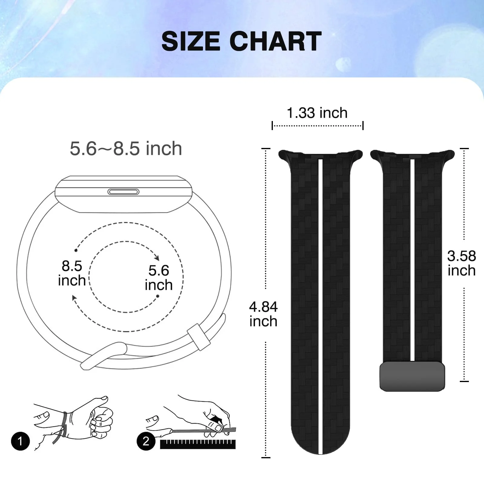 DL3 Mobilak Compatible for Samsung Galaxy Watch Ultra Band 47mm for Men Women, Soft Silicone Waterproof Sport Strap with Magnetic Clasp, Stylish Carbon Fiber Replacement Galaxy Watch 7 Ultra Bands - Black White