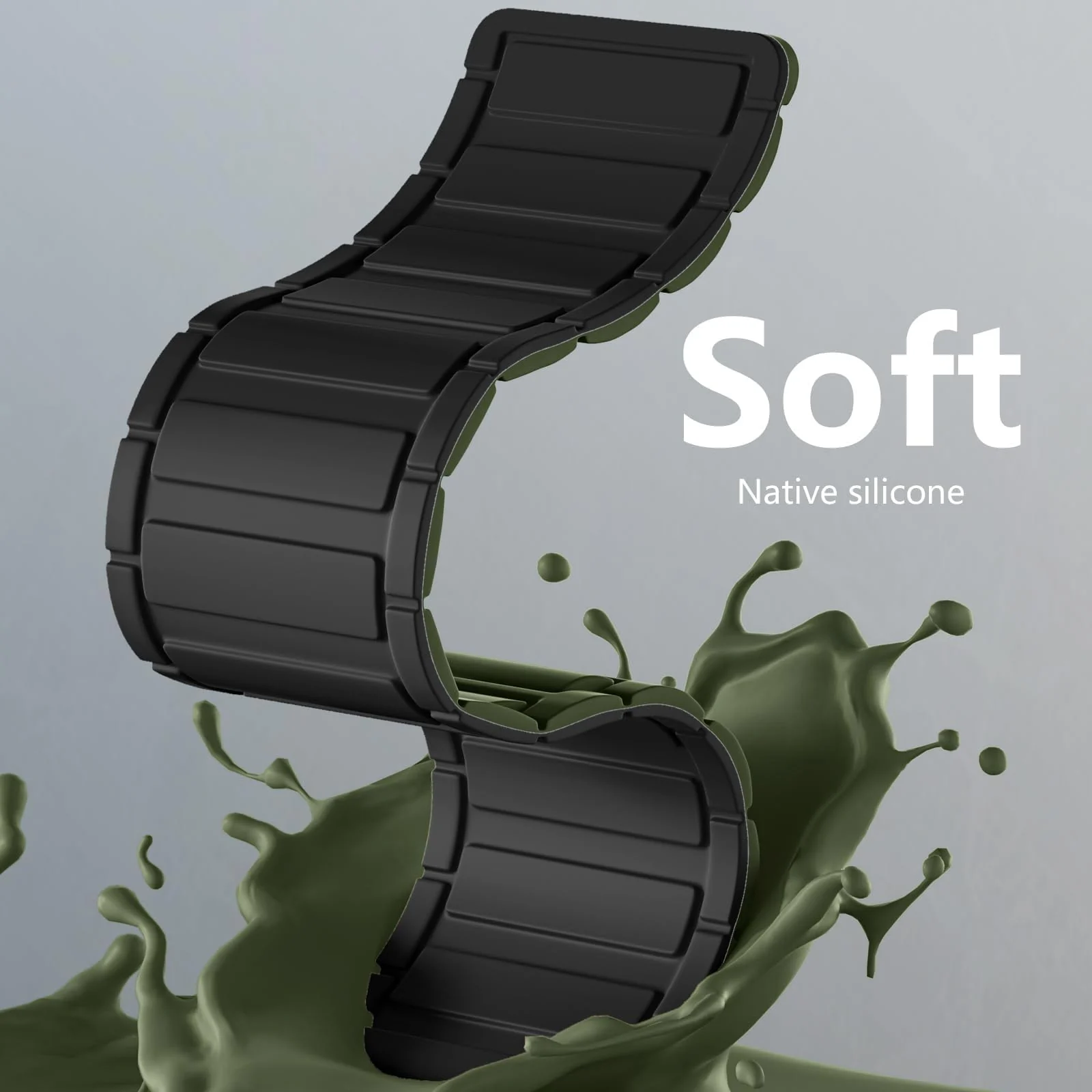 DL3 Mobilak Silicone Straps Compatible with Apple Watch Ultra Strap 49mm 46mm 45mm 44mm 42mm, Loop Band with Strong Magnetic Closure Designed for iWatch Ultra Ultra 2 Series 11 10 9 8 7 6 5 4 3 2 1 SE - A-Green/Black