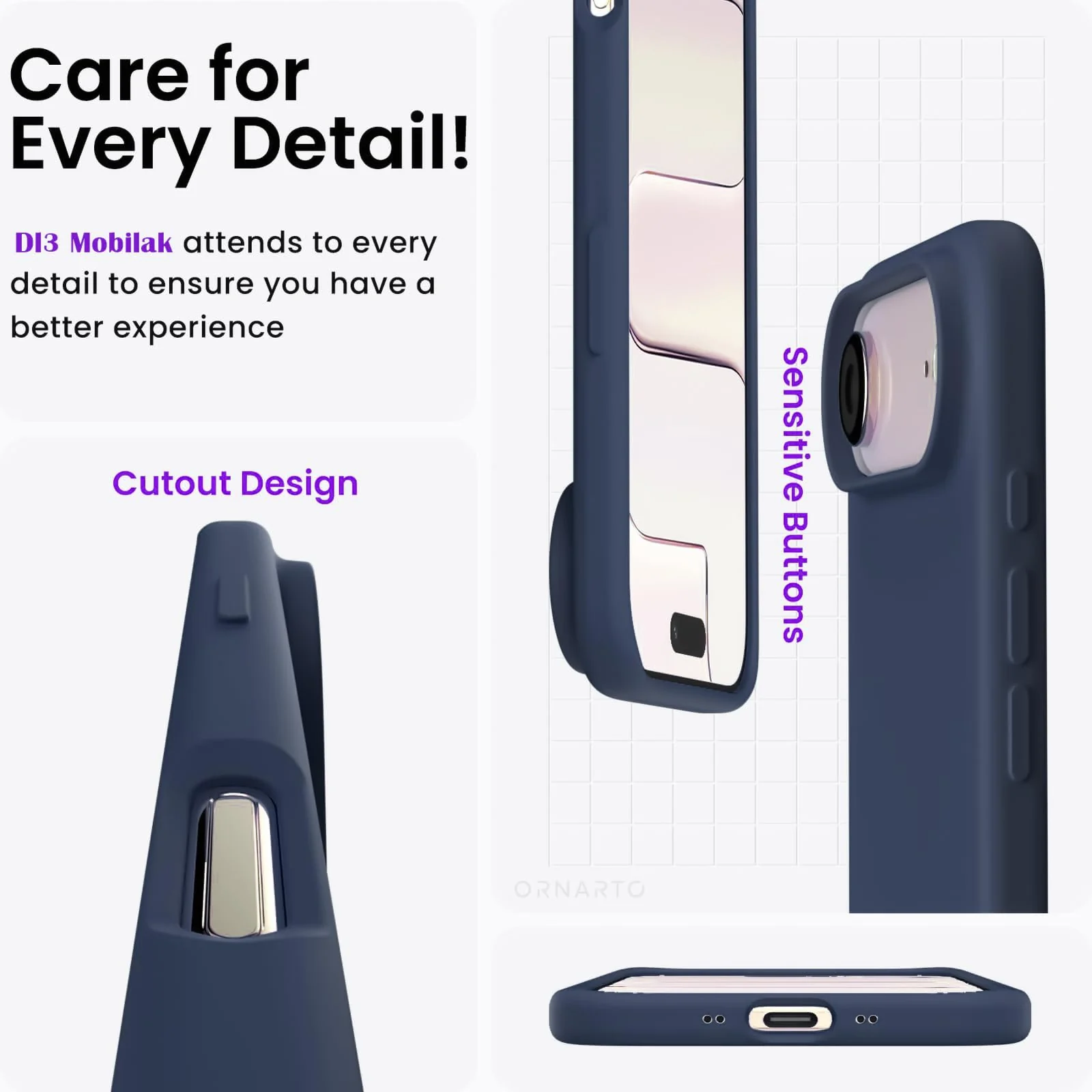DL3 Mobilak Liquid Silicone Protective Case for iPhone 17 Air 6.5-Inch with Microfiber Lining and Shockproof Design - Dark Blue