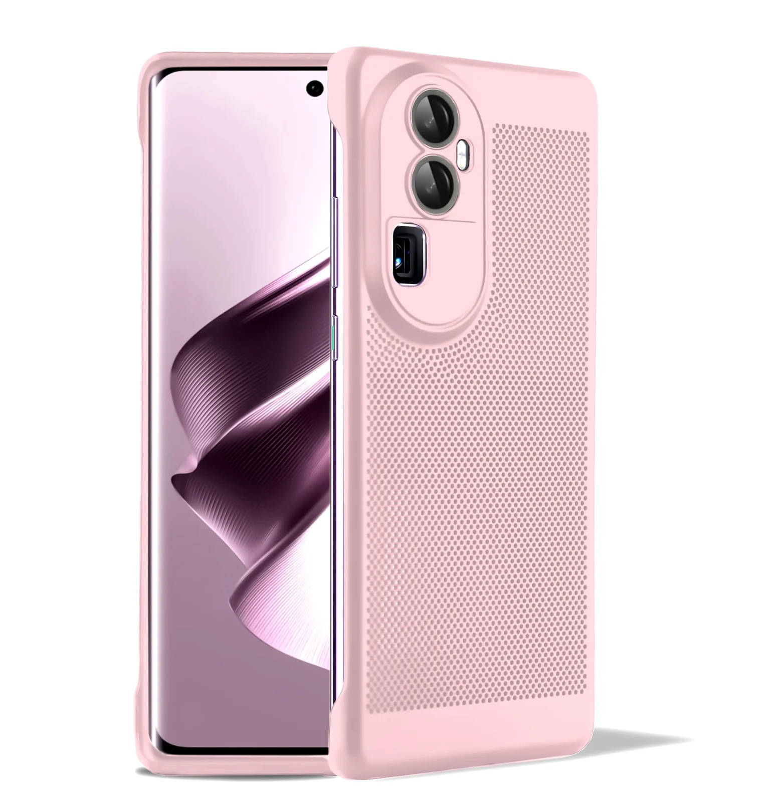 DL3 Mobilak Heat-Dissipation Hard PC Case with Built-In Camera Lens Protector for OPPO Reno 10 Pro Plus - Pink
