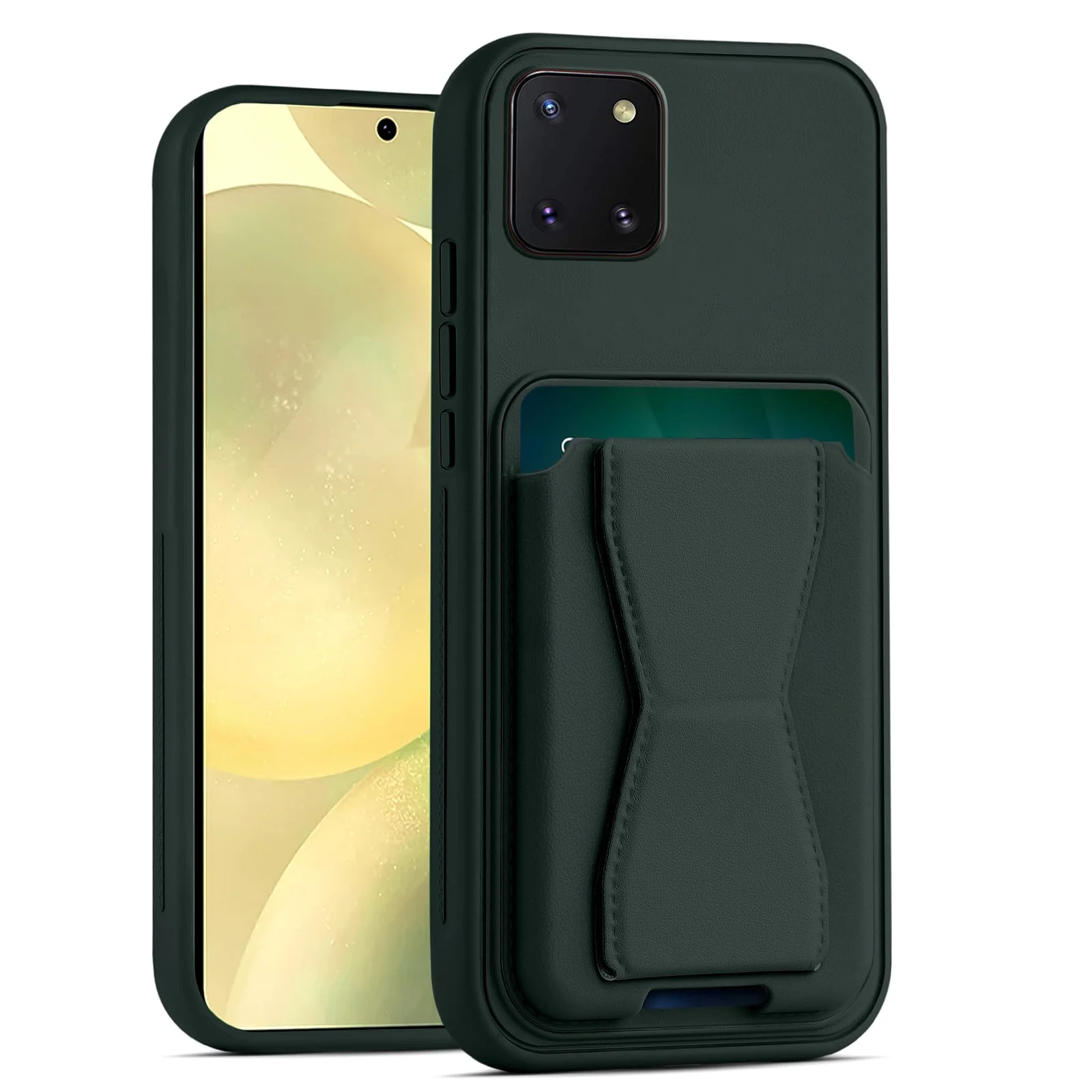 DL3 Mobilak Leather Wallet Case with Card Slot for Samsung Galaxy Note 10 Lite with Camera Protection and Shockproof Design - Dark Green