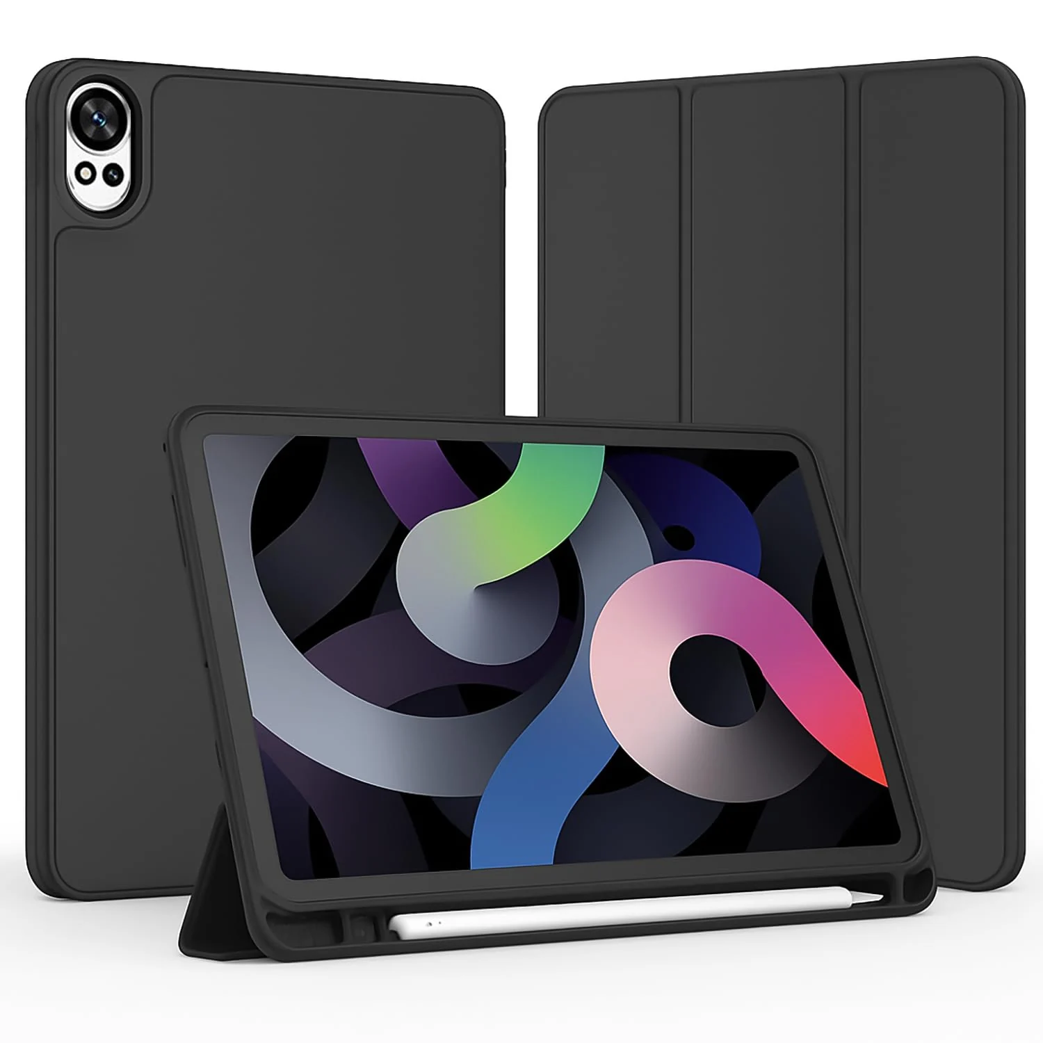 DL3 Mobilak Huawei MatePad Air 12 inch 2024/Matepad 12X 2024 Case with Pen Holder, Soft TPU Back Trifold Stand Protective Smart Cover Flip, Auto Wake&Sleep - Black