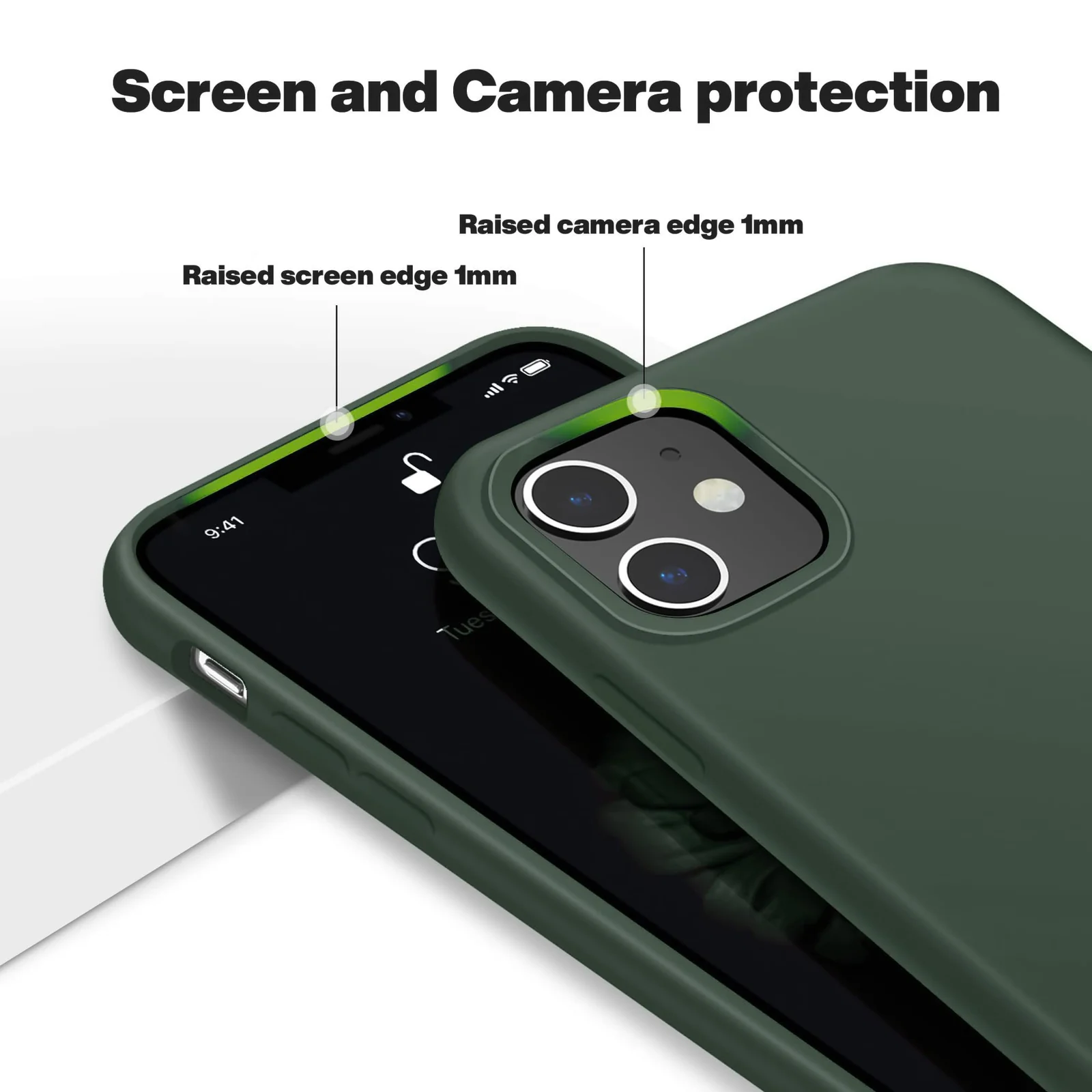DL3 Mobilak Liquid Silicone Protective Case with Soft Microfiber Lining for iPhone 11 (6.1 Inch) - Army Green
