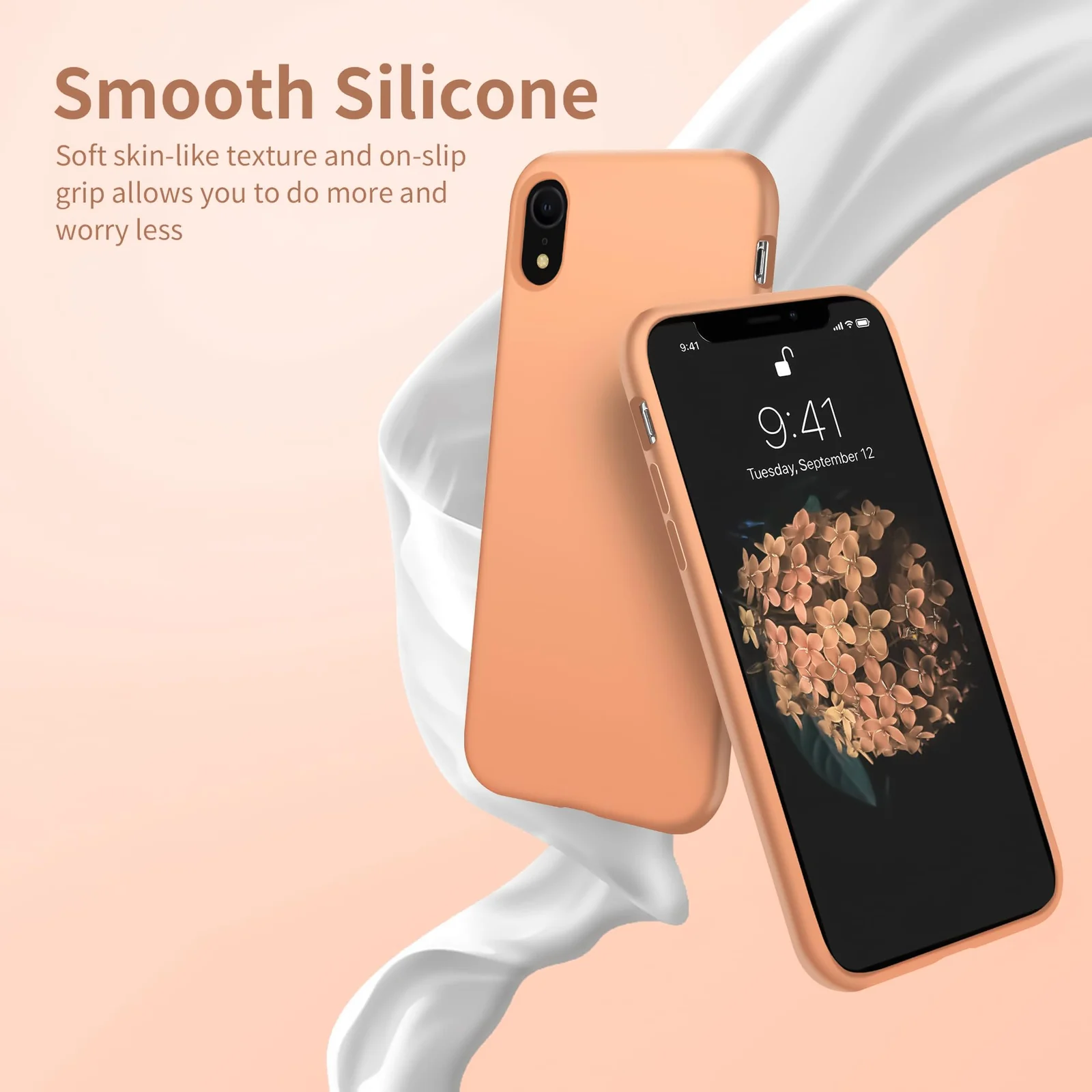 DL3 Mobilak Compatible with iPhone XR Case, Liquid Silicone Case, Full Body Protective Cover, Shockproof, Slim Phone Case, Anti-Scratch Soft Microfiber Lining - A. Orange