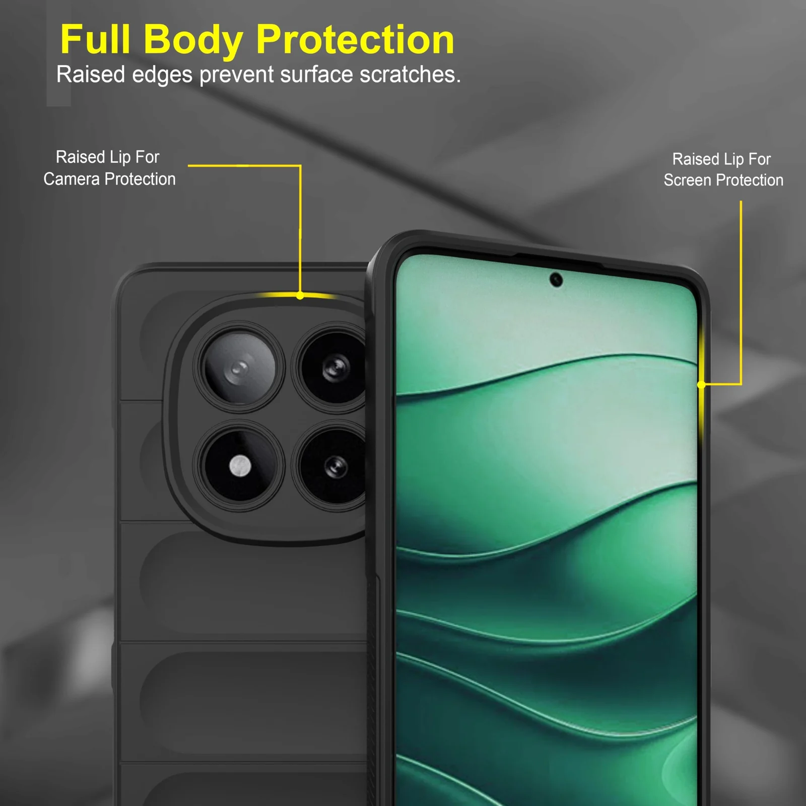 DL3 Mobilak Flexible Silicone and TPU Protective Case with Camera Protection for Xiaomi Redmi Note 14 Pro 4G - Black