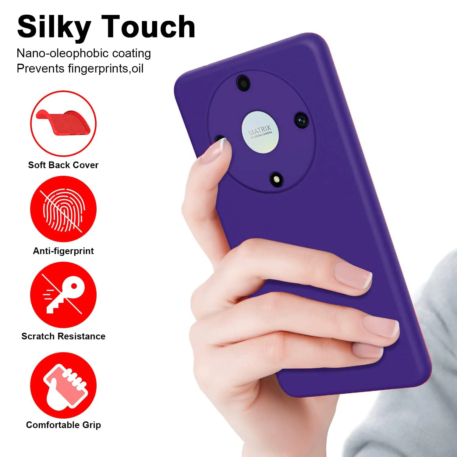 DL3 Mobilak Silicone Protective Case for Honor X9a, Shock-absorbing protection, Scratch-resistant surface, Soft microfiber lining - Purple