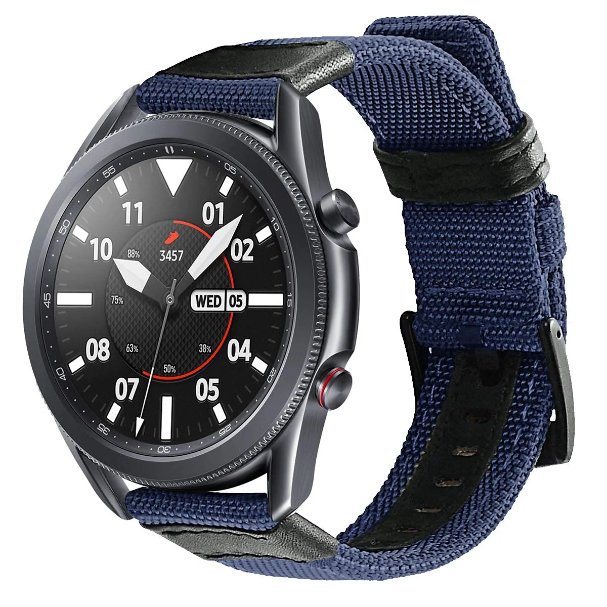 DL3 Mobilak Nylon Sports Bands With Leather 20MM Strap for Samsung Gear Sport, Watch 6, 4, 5, 5 Pro, S2 Classic, Active 2 40mm 44mm, Amazfit GTS 3, 4, 4 Mini, Bip 3 Pro, GTS2, Bp U - Blue