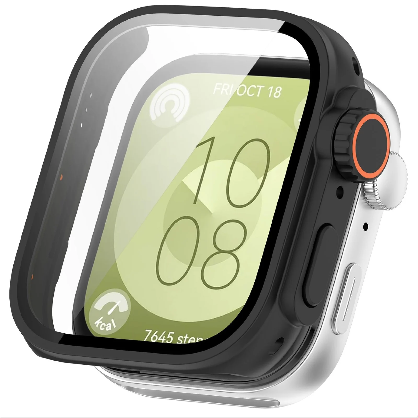 Dl3 Mobilak for Huawei Watch Fit 3 Case Screen Protector, [ Looks Like iWatch Ultra Case ] Built-in Tempered Glass Screen Unique Design Case Cover for Huawei Watch Fit3 - Black