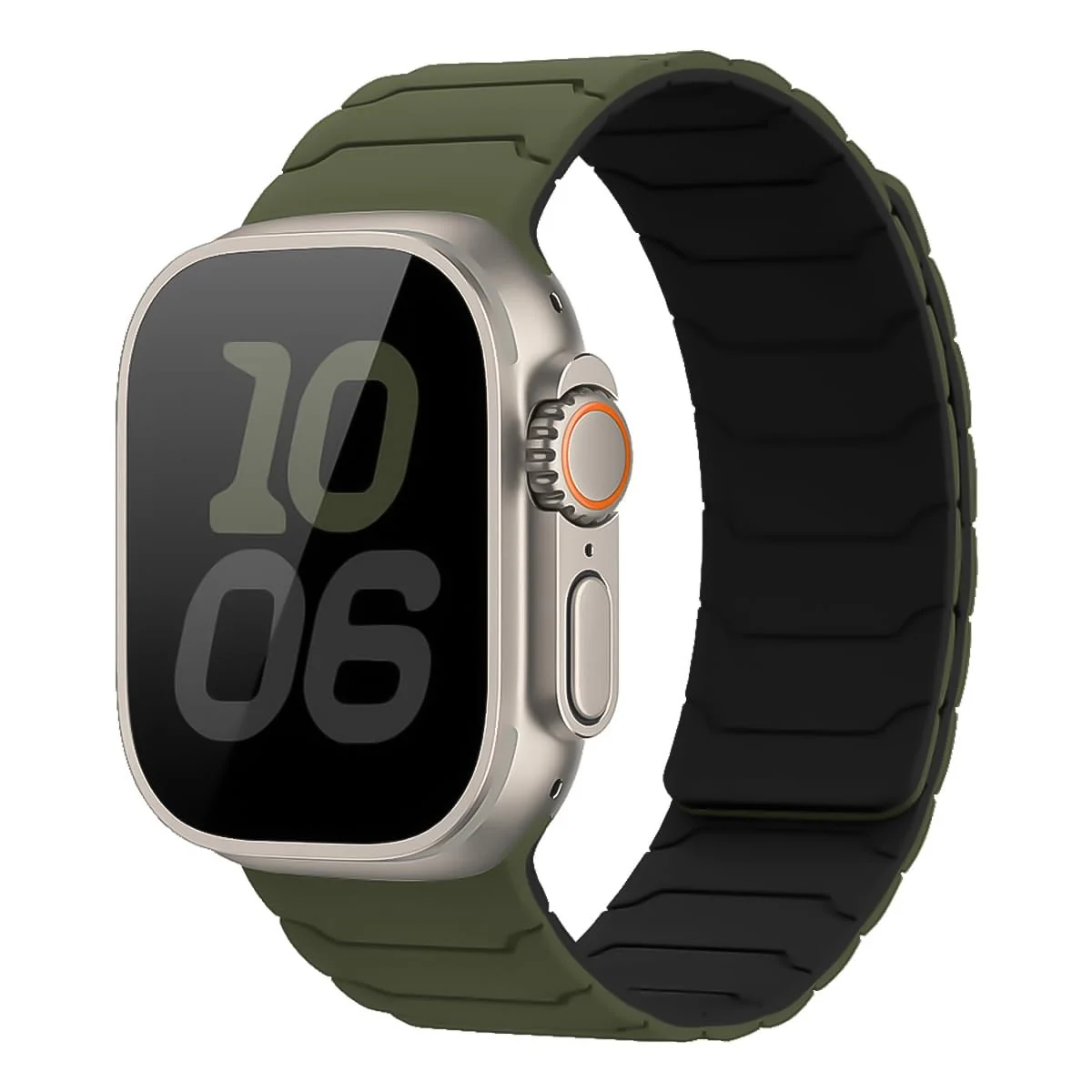 DL3 Mobilak Silicone Straps Compatible with Apple Watch Ultra Strap 49mm 45mm 46mm 44mm 42mm, Loop Band with Strong Magnetic Closure for iWatch Ultra 2 Series 11 10 9 8 7 6 5 4 SE - Green Black