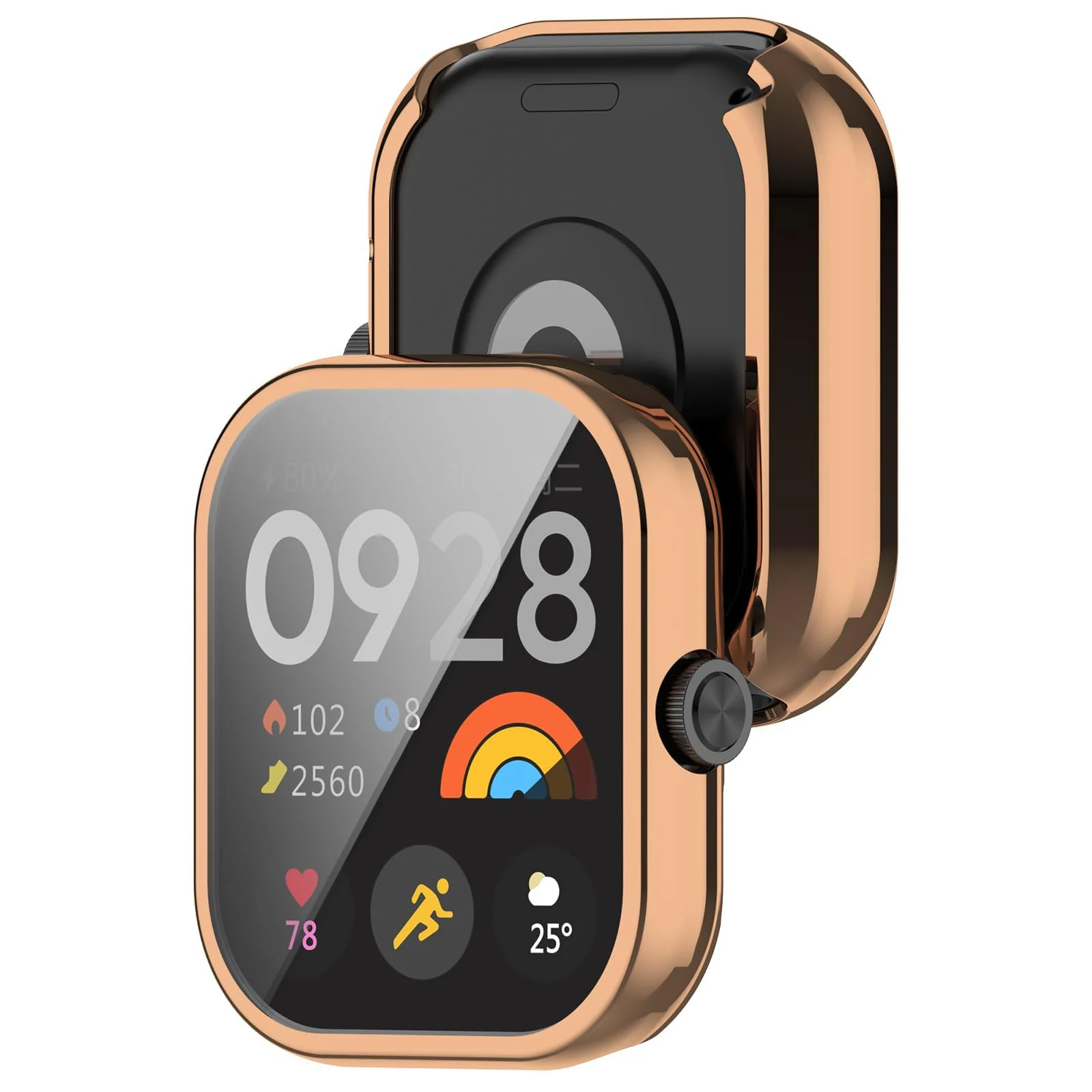 DL3 Mobilak Case Compatible with Xiaomi Redmi Watch 4 Case All-Around with Built-in Screen Protector Watch Soft TPU Shockproof Cover Slim Guard Thin Bumper Shell Protector - Rose Gold