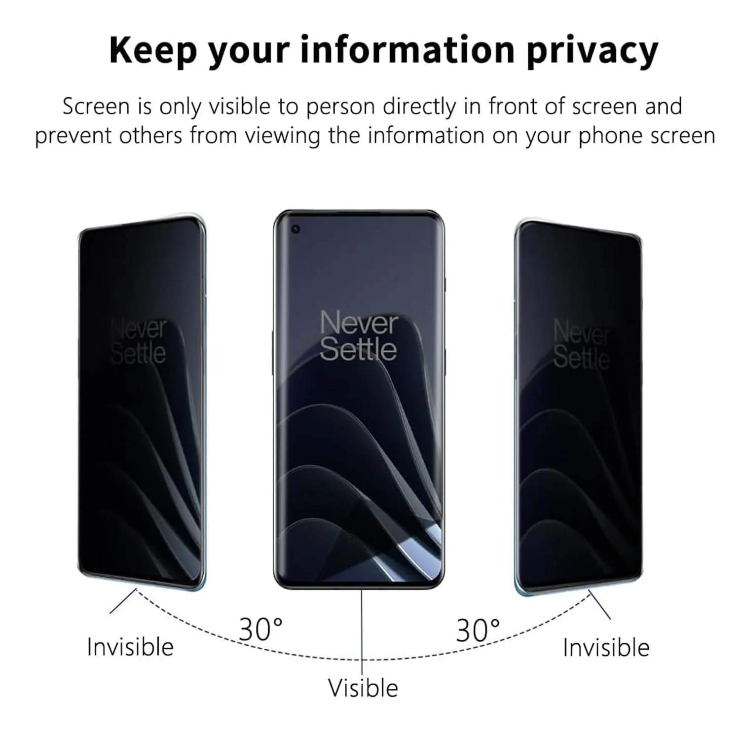 DL3 Mobilak Screen Protector for OnePlus 9 Pro Glass Fingerprint Reader Support 3D Curved Anti-Spy Tempered Glass Screen Protector - Privacy
