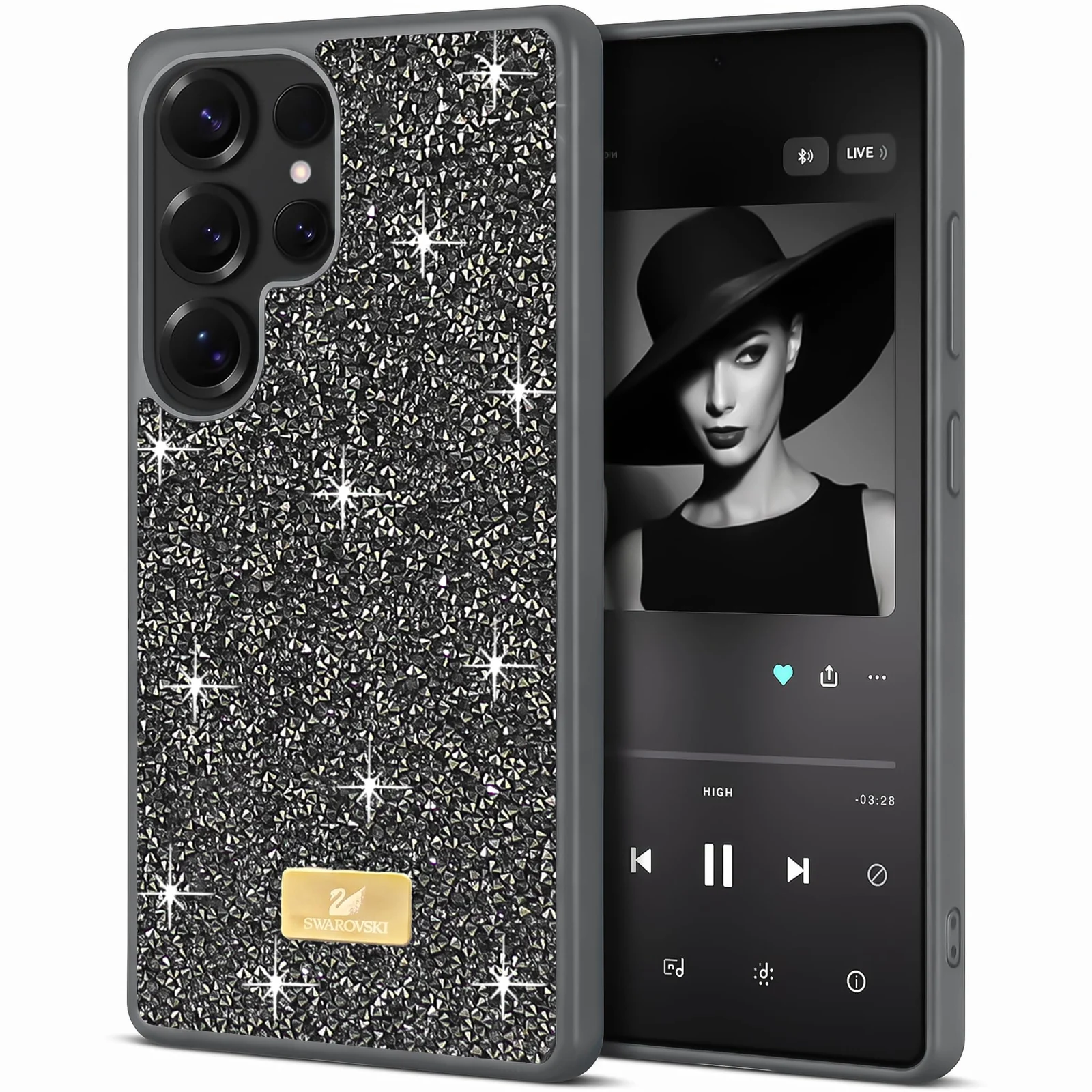 Case For Samsung Galaxy S26 Ultra Case Glitter, Sparkle Diamond Crystal Bling Case with Bling, Ultra Thin Lightweight Full Body Shockproof Anti-Scratch Protective Cover - Black