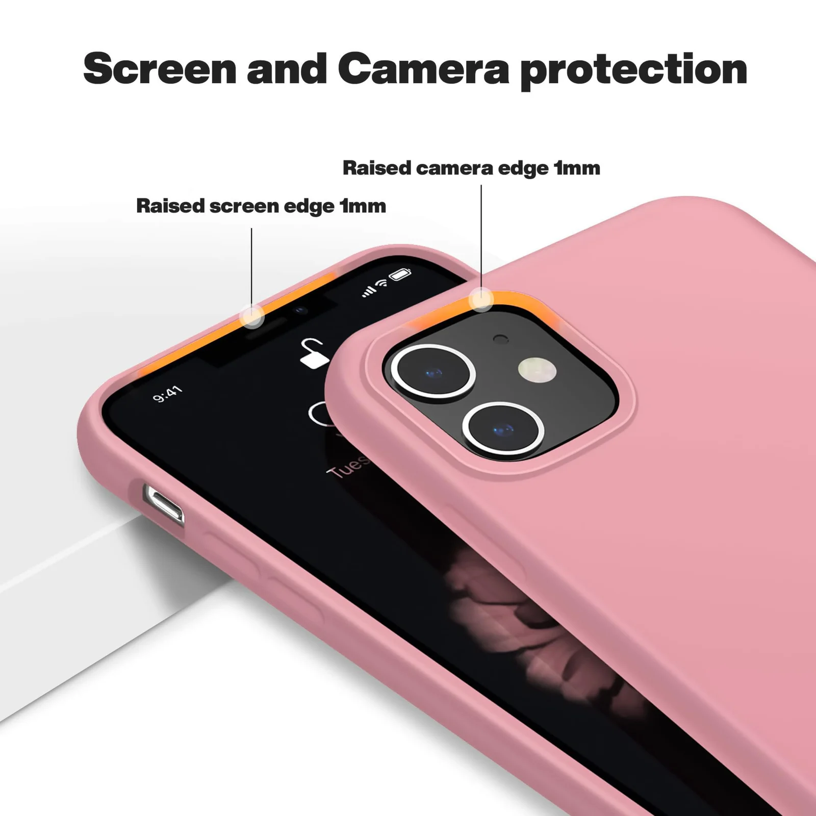 DL3 Mobilak Liquid Silicone Case for iPhone 11 (6.1 Inch), Shock-absorbing protection, Scratch-resistant surface, Soft microfiber lining - Pink
