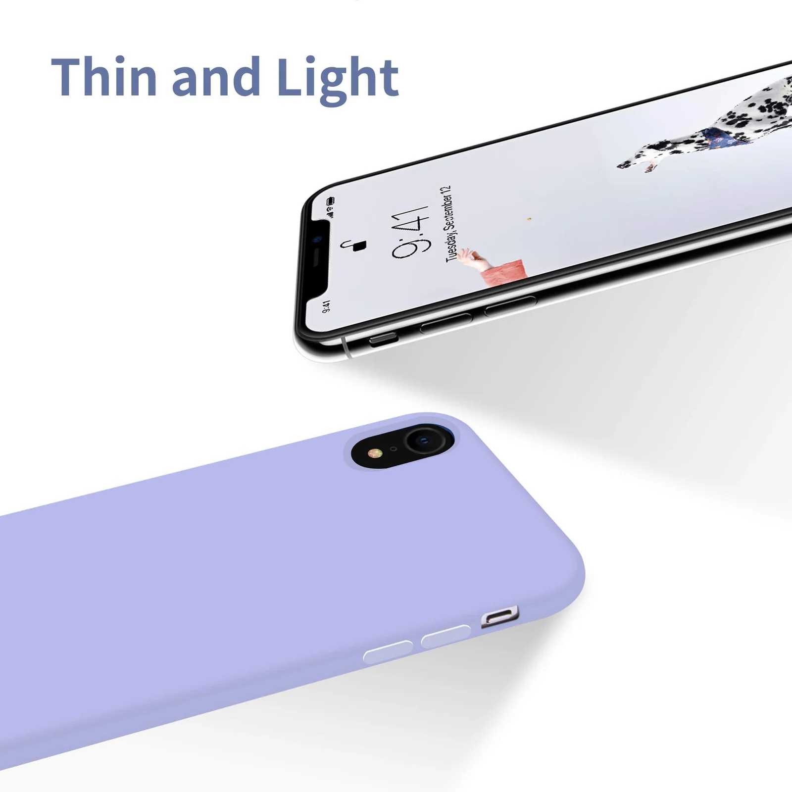 DL3 Mobilak Liquid Silicone Protective Case with Soft Microfiber Lining for iPhone XR - Light Purple