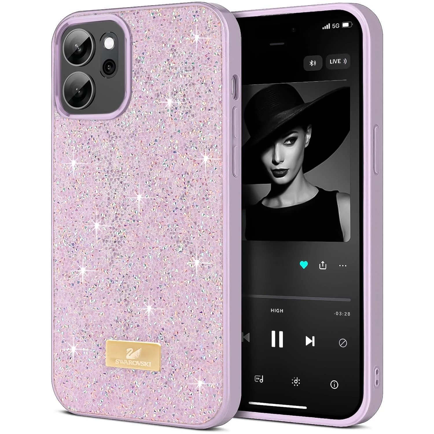 DL3 Mobilak Glitter Rhinestone Protective Case for OPPO Reno 14F with Shockproof Design
