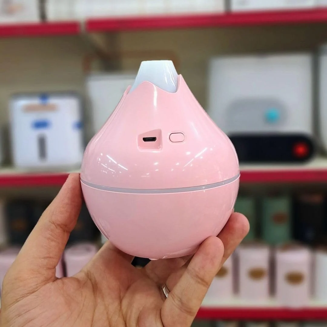 Mobigon Wood Cool Mist Ultrasonic Humidifier for Room Moisture, Aroma Diffuser for Home, 350ml Essential Oil Diffuser with 7 Colorful Night Light, Auto Shut-Off, Home, Office - Pink