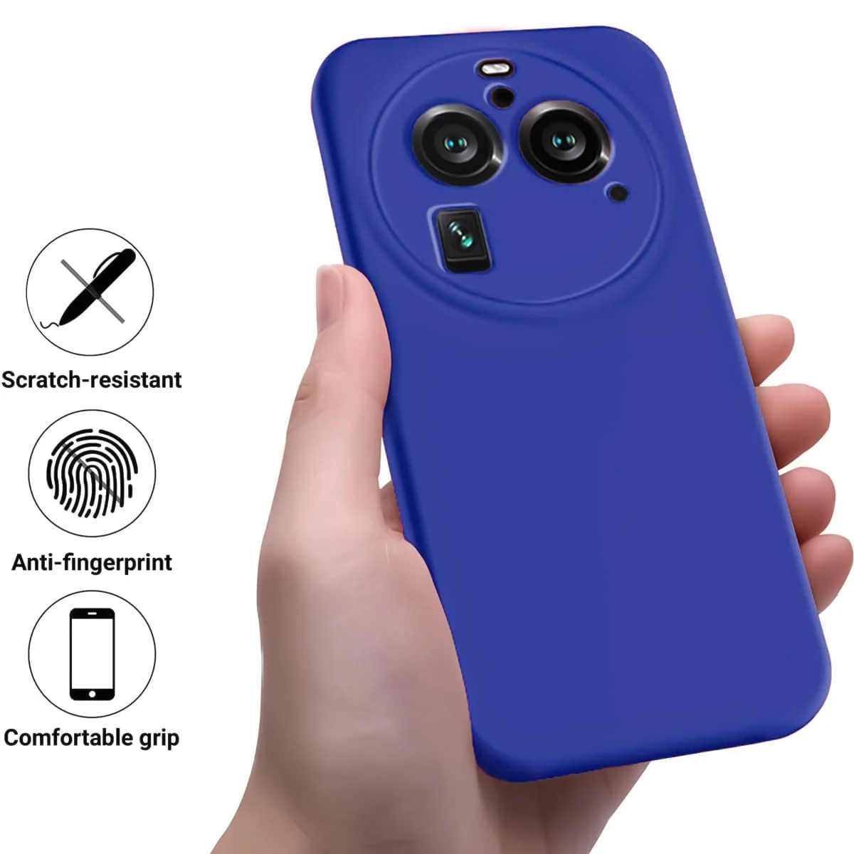 DL3 Mobilak Liquid Silicone Protective Case with Soft Microfiber Lining with Full Camera Protection for OPPO Find X6 Pro - Pepsi