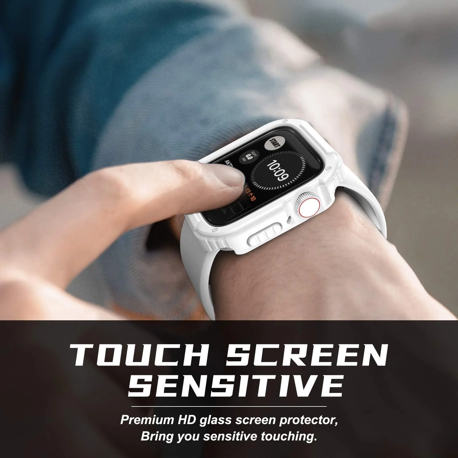 DL3 Mobilak Rugged Apple Watch Case 42mm Series 3/2/1 with Built-in Glass Screen Protector, Durable Military Grade Drop-Proof Protective Cove Full Coverage Shock-Proof Bumper For iWatch 42mm - White