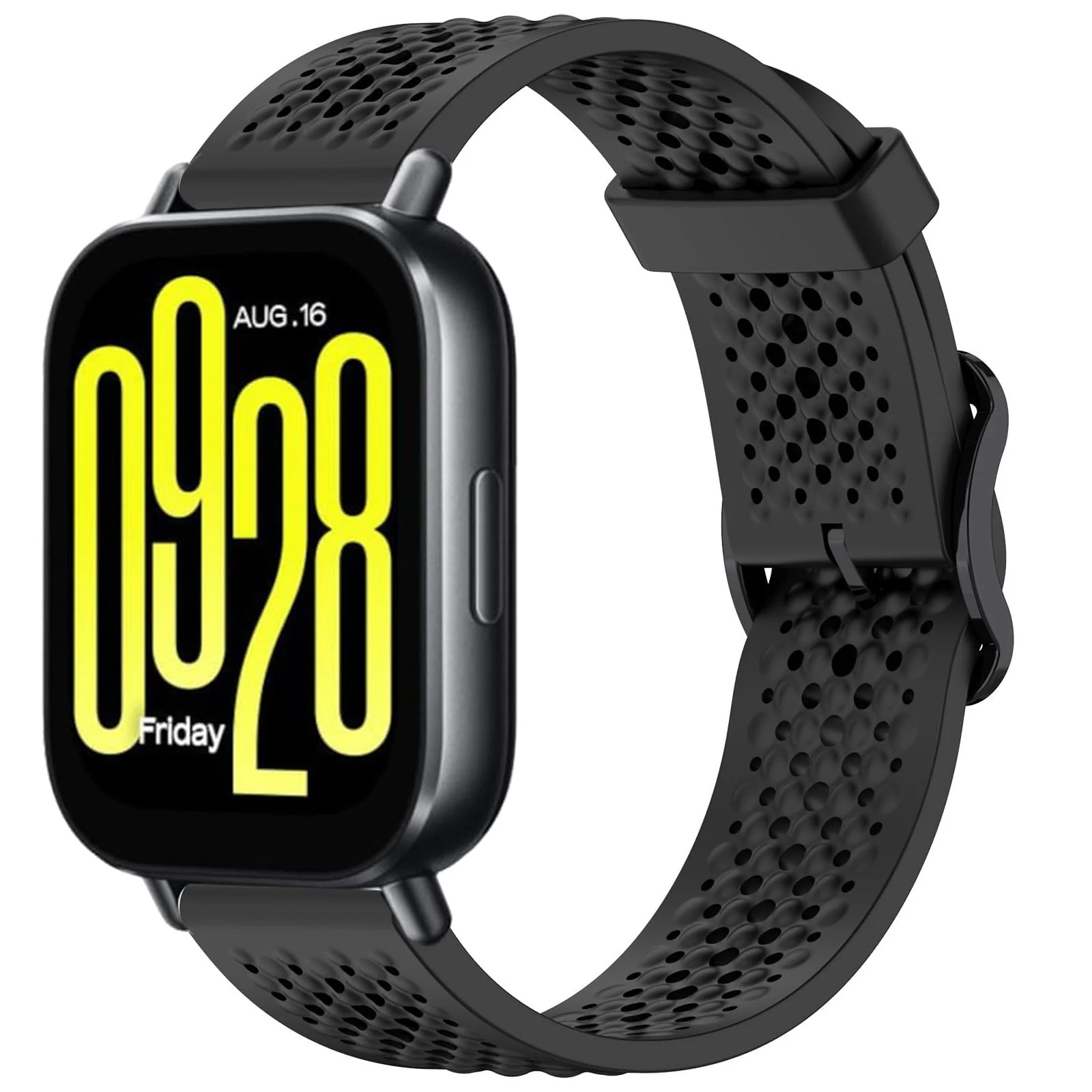 DL3 Mobilak 22 mm Silicone Breathable Sport Bracelet For Xiaomi Redmi Watch 5 Active/Redmi Watch 5 Lite Strap, 22mm Adjustable Armband Watchbands Quick Wristband Watch Strap Bands - Black