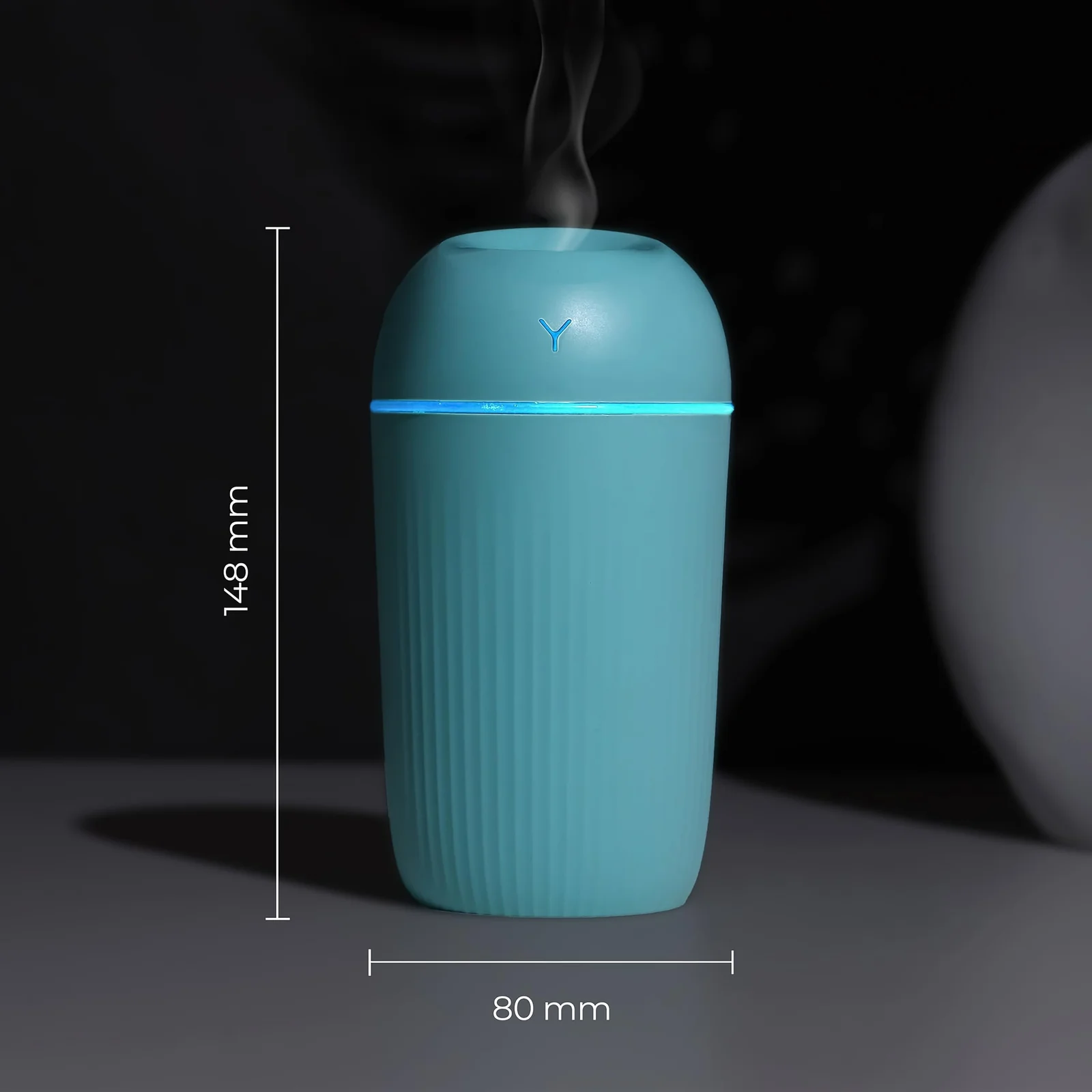 Mobigon Wood Cool Mist Ultrasonic Humidifier for Room Moisture, Aroma Diffuser for Home, 400ml Essential Oil Diffuser with 7 Colorful Night Light, Auto Shut-Off, Home, Office - Turquoise