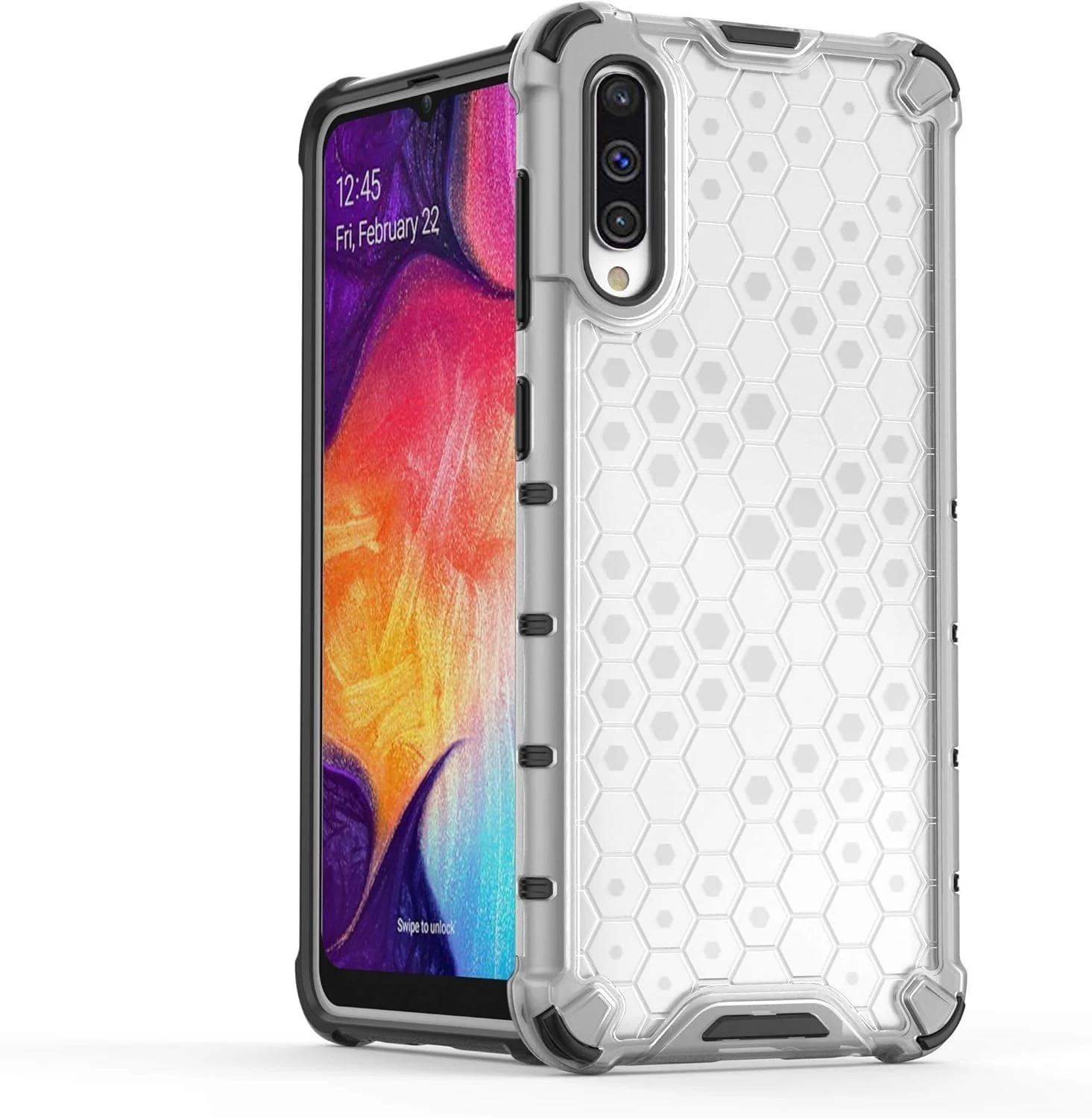 DL3 Mobilak Honeycomb Protective Case for Samsung Galaxy A50 / A30S / A50S, Shock-absorbing protection, Transparent design, Slim, lightweight profile - Clear