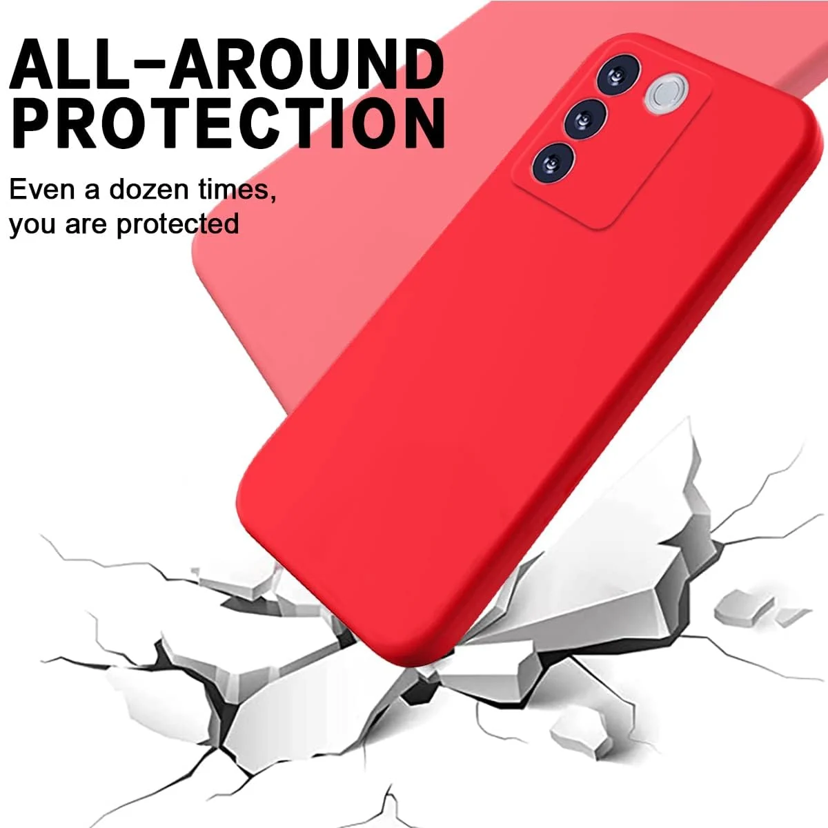 DL3 Mobilak Liquid Silicone Case for vivo V27e / vivo S16e, Shock-absorbing protection, Scratch-resistant surface, Soft microfiber lining - Red