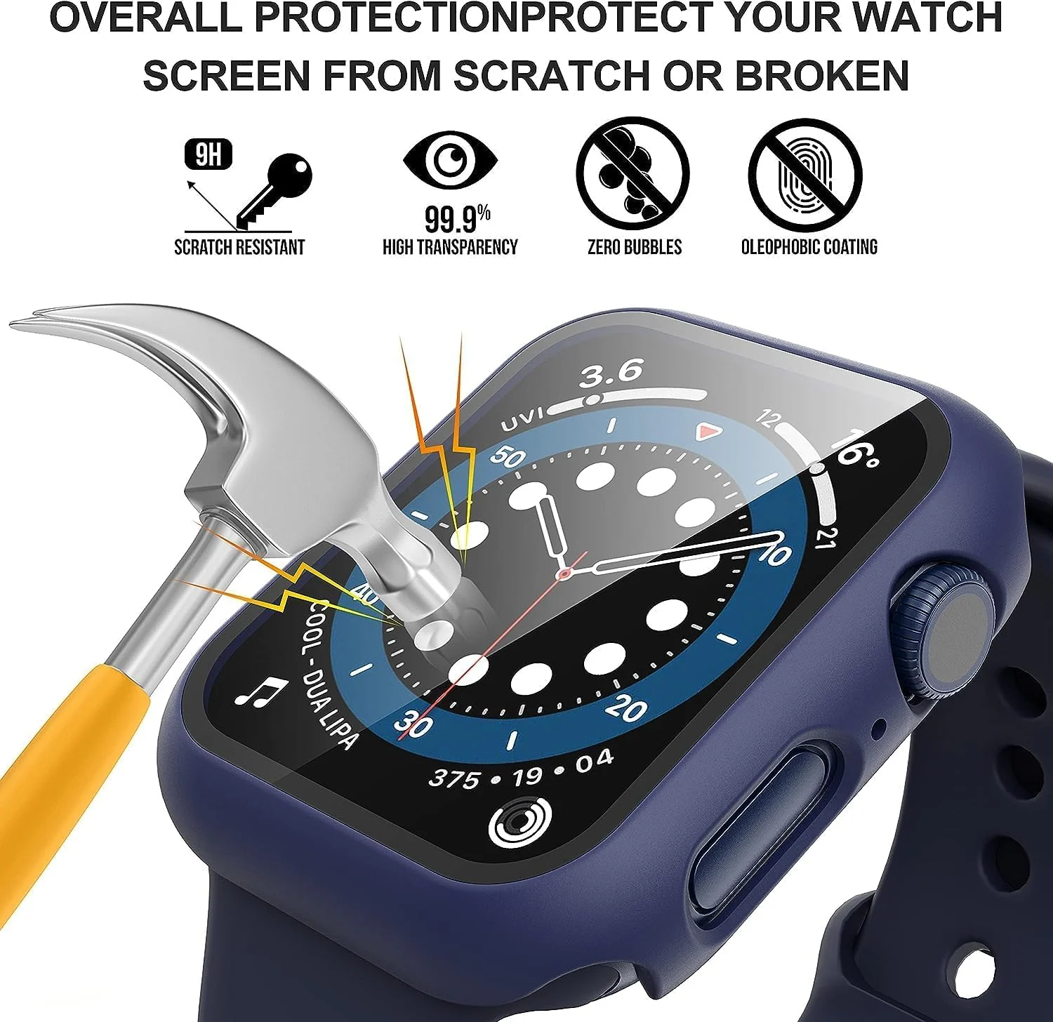 DL3 Mobilak Hard Case Designed for Apple Watch SE 6 5 4 40mm, Built-in 9H [HD Clear] Tempered Glass Screen Protector, [Full Protection] Slim Cover for iWatchSE 6 5 4 40mm - Blue