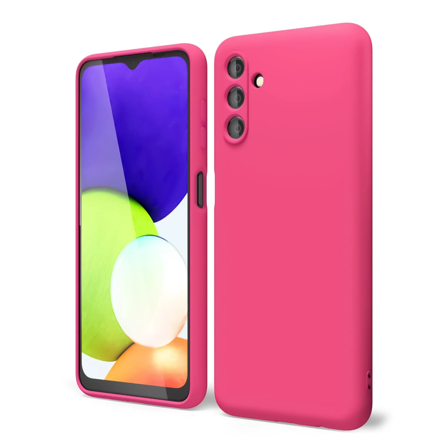 DL3 Mobilak Soft Silicone Protective Case for Samsung Galaxy A15 with Microfiber Lining and Shockproof Design - Hot Pink