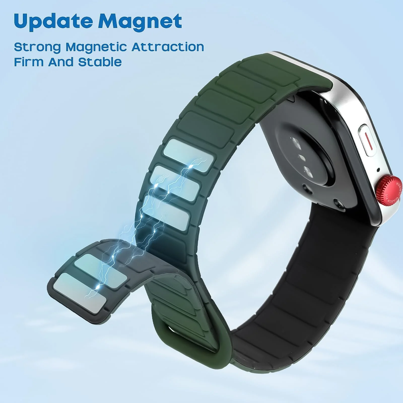 DL3 Mobilak Magnetic Strap for Huawei Watch Fit 4 Pro/Fit4/Fit 3 Replacement Straps Strong Silicone, Easy to Wear, Waterproof, Sporty, Daily Wear Watchbands for Men and Women - Green | Black
