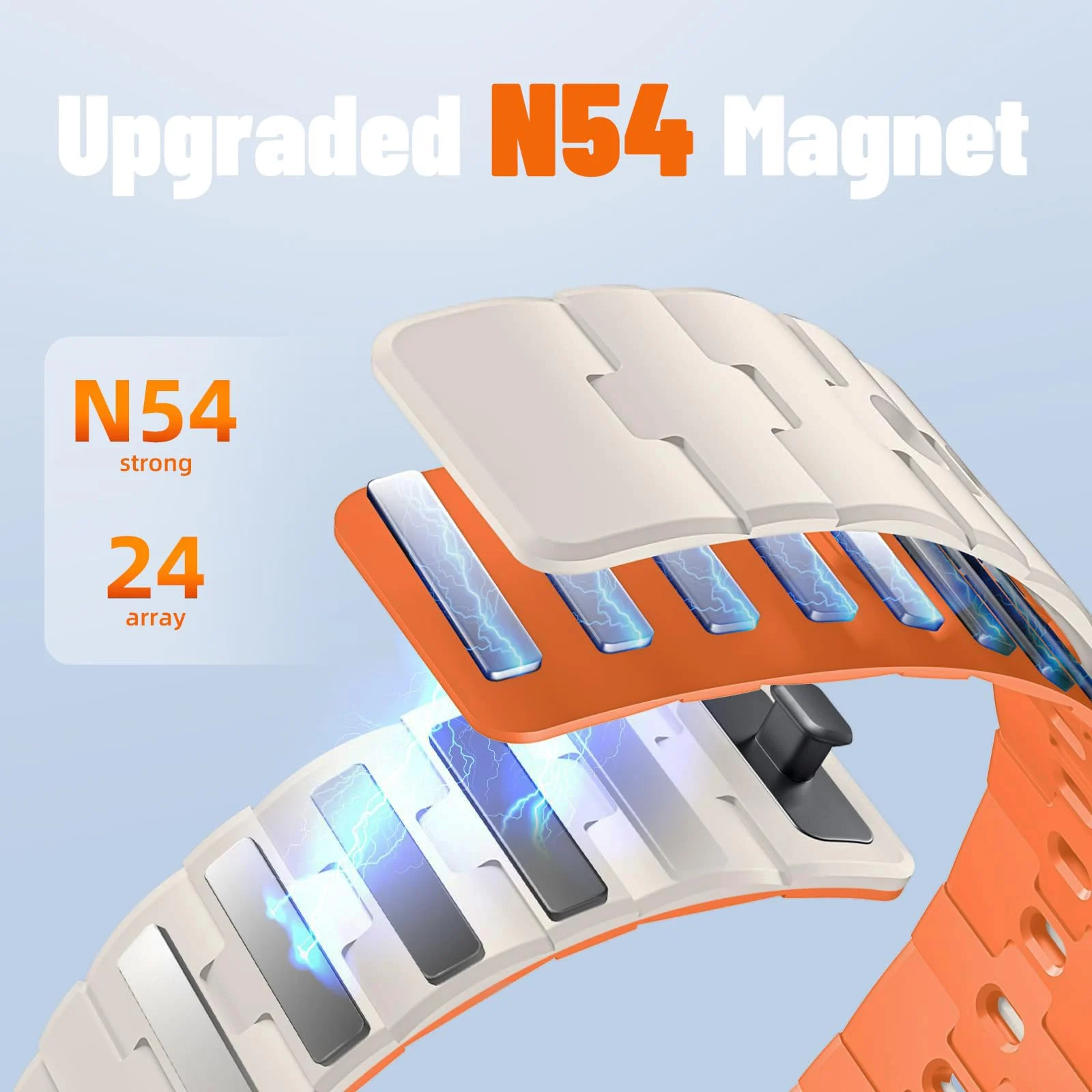 DL3 MOBILAK Adjustable Silicone Sports Watch Strap for 49MM - Orange/Starlight