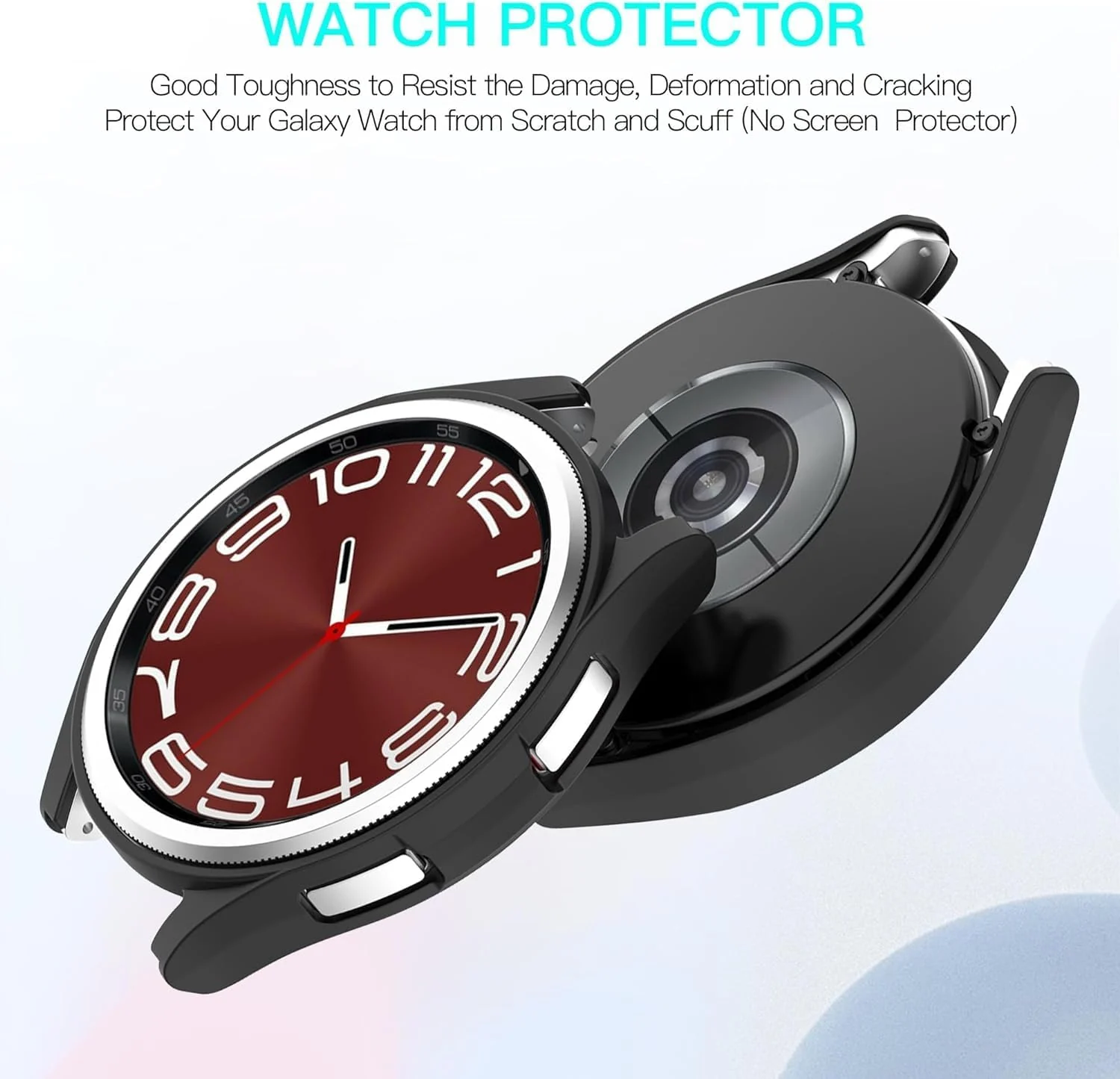 DL3 Mobilak Compatible with Samsung Galaxy Watch 6 Classic 47mm Protective Case - PC Protective Case Cover Shell [NO Screen Film] Compatible with Samsung Galaxy Watch 6 Classic 47mm - Black