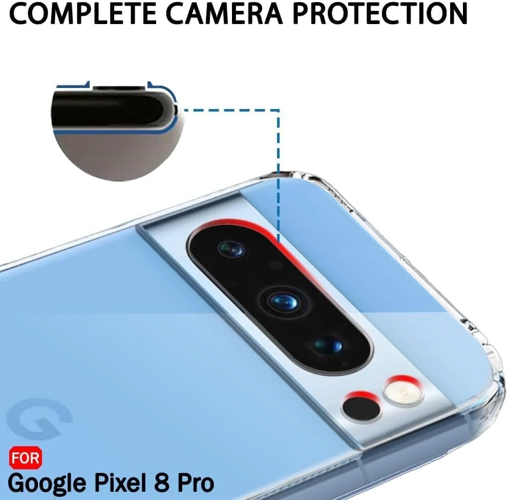 DL3 Mobilak Case Compatible with Google Pixel 8 PRO Case Crystal Soft TPU Gel Case Flexible Silicone Anti-Scratch Camera Protection TPU Cover - Clear