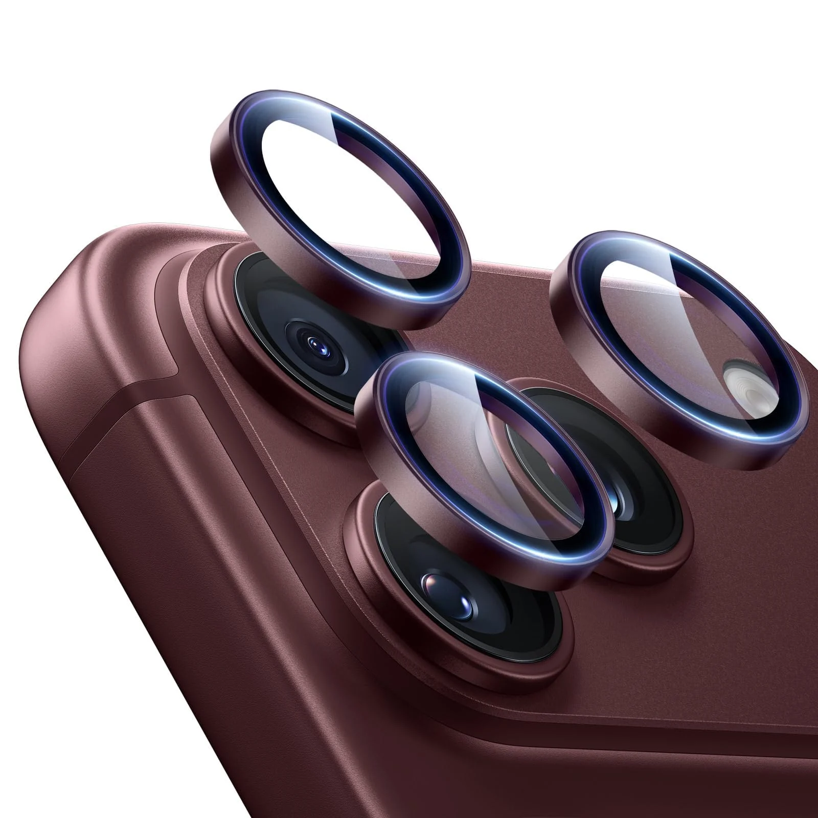 DL3 MOBILAK Individual Ring Camera Lens Protector for Apple iPhone 18 Pro and 18 Pro Max - Burgundy