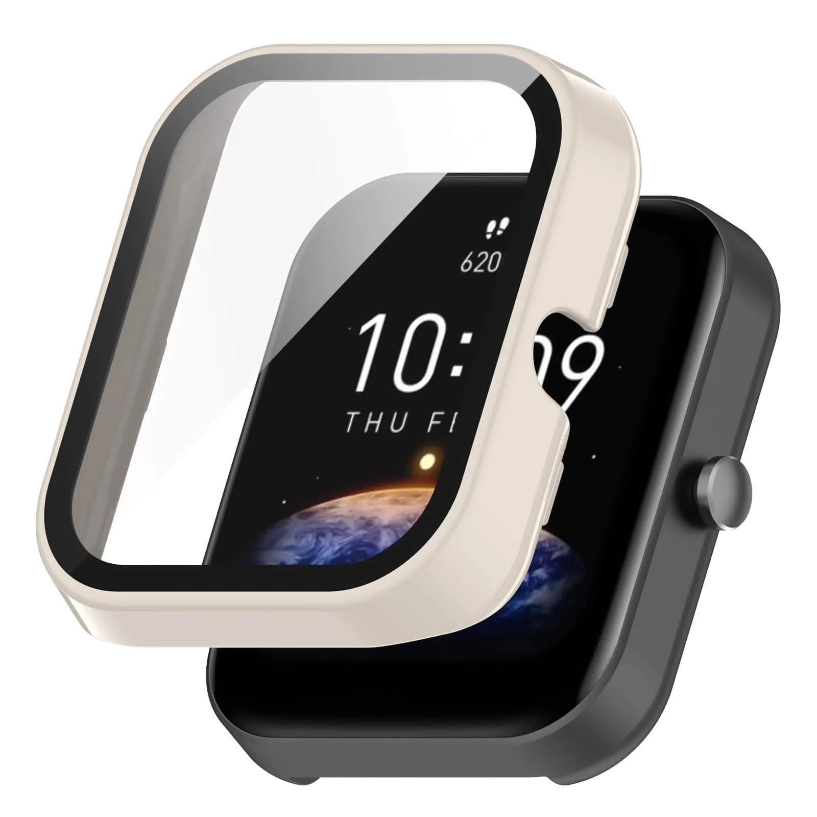 DL3 MOBILAK Full-Coverage Watch Case with Tempered Glass for Amazfit Bip 3 / Bip 3 Pro
