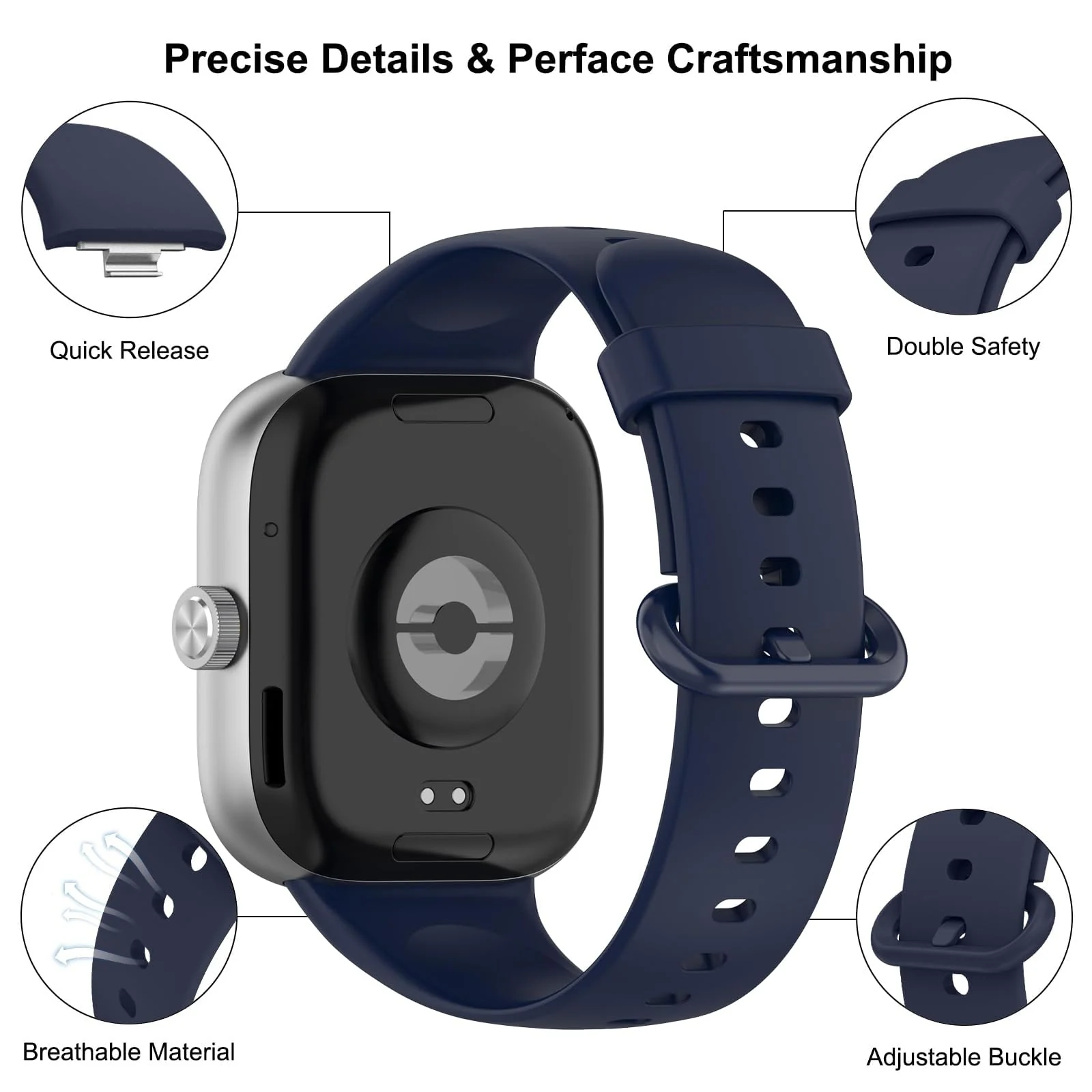 DL3 Mobilak Bracelet for Redmi Watch 4 / Redmi Watch 5 / Xiaomi Smart Band 8 Pro/Xiaomi Smart Band 9 Pro Wristbands for Men Women, Silicone Strap, Waterproof Sports Replacement Strap - Blue