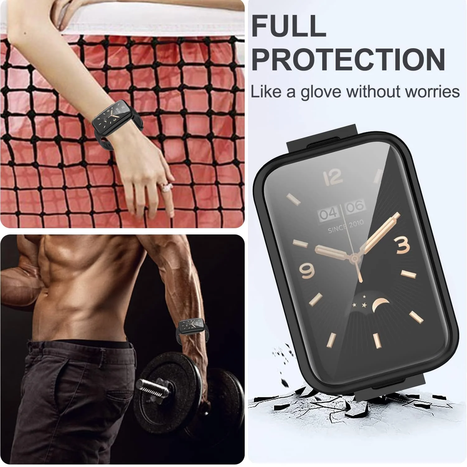 DL3 Mobilak Case Compatible with Xiaomi Mi Band 7 Pro Case All-Around with Built-in Screen Protector Watch Soft TPU Shockproof Cover Slim Guard Thin Bumper Shell Protector - Black
