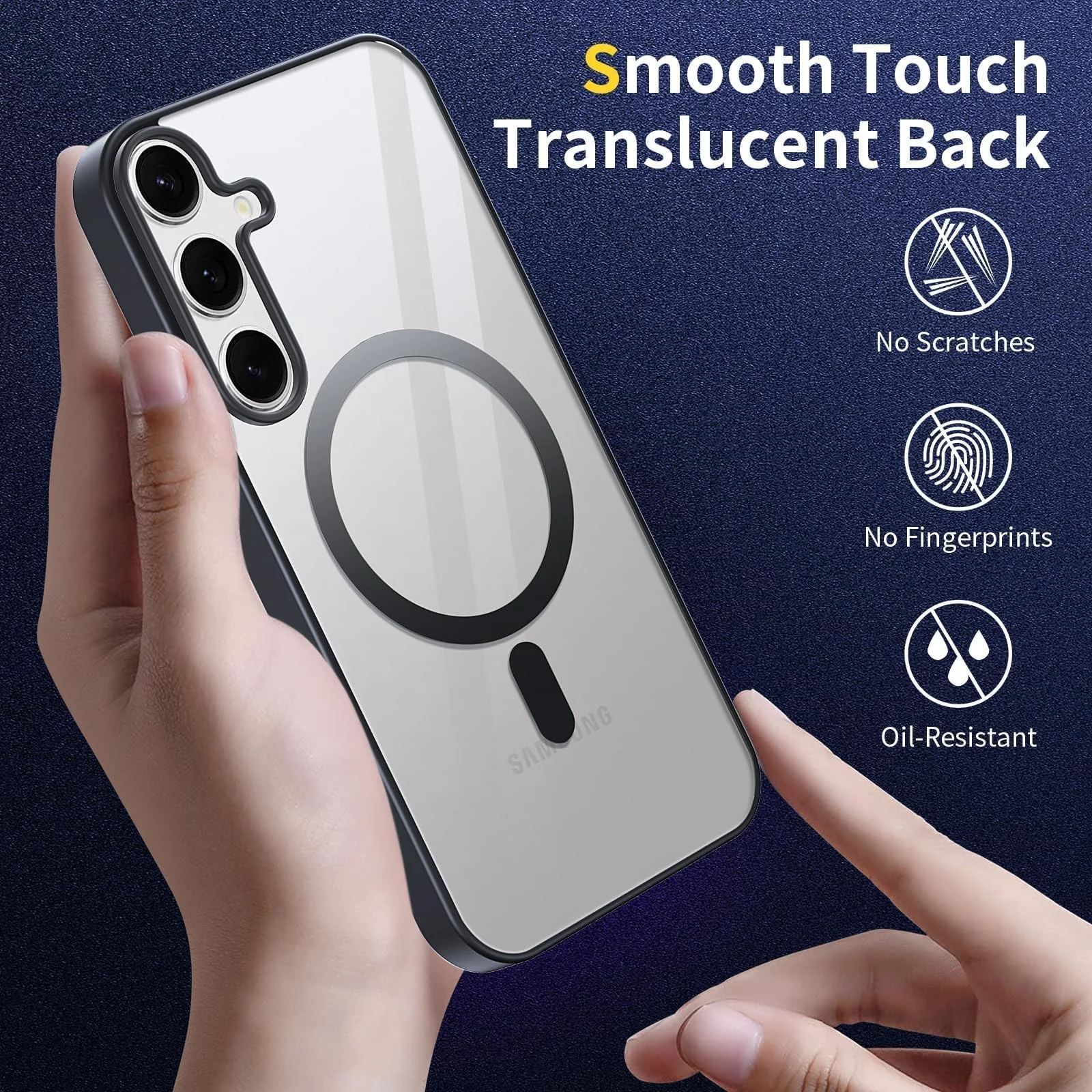 DL3 Mobilak Clear MagSafe-Compatible Magnetic Case for Samsung Galaxy A55 with Camera Protection and Magnetic Car-Mount Support - Black