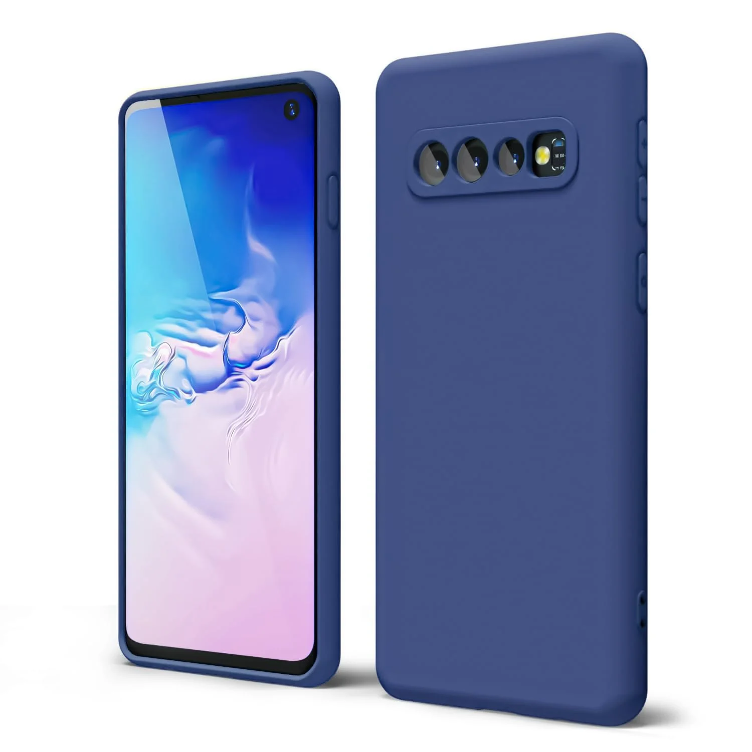 DL3 Mobilak Liquid Silicone Protective Case with Soft Microfiber Lining with Full Camera Protection for Samsung Galaxy S10 - Blue 1